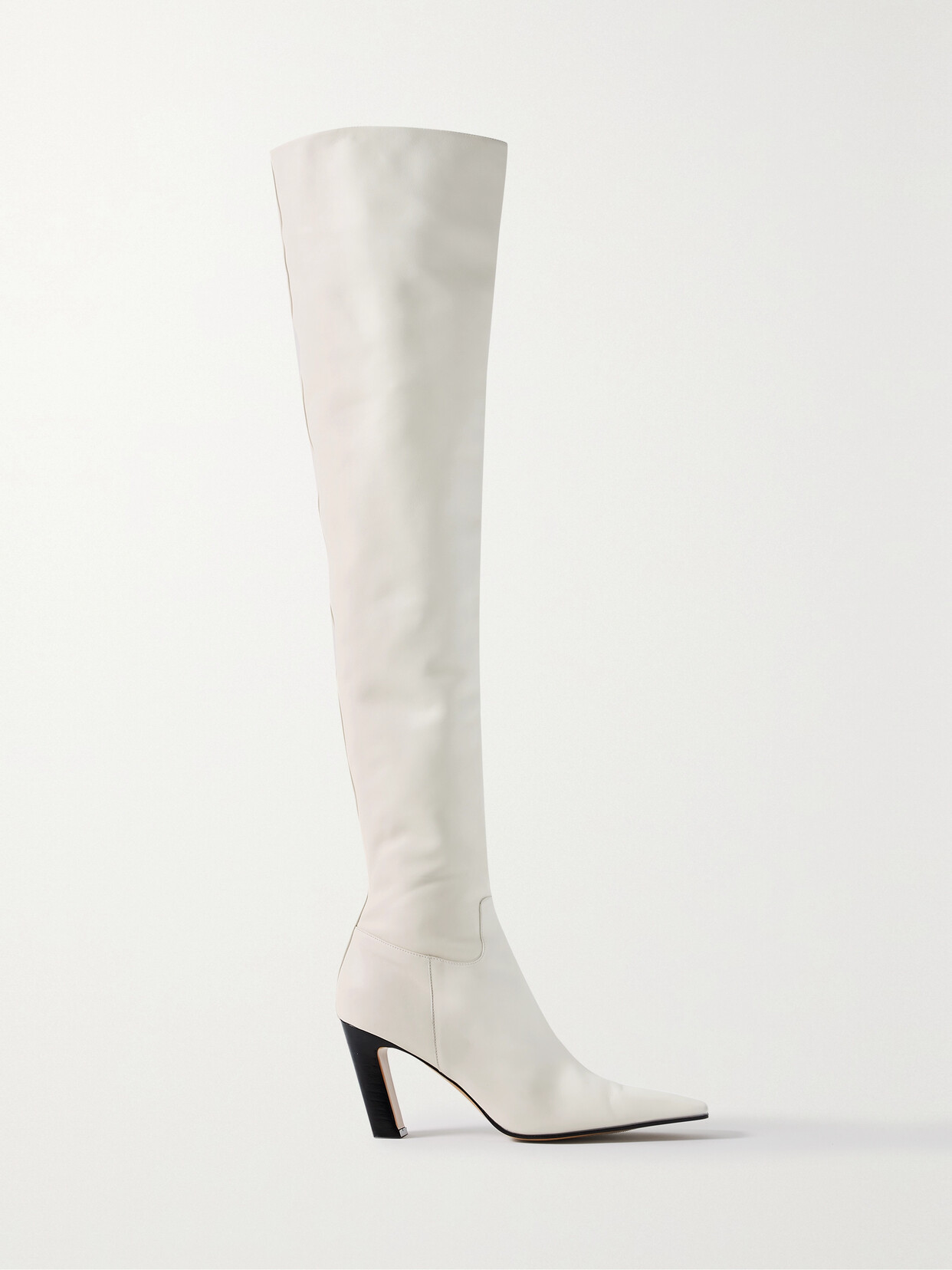 Shop Khaite Marfa Leather Over-the-knee Boots In Off-white