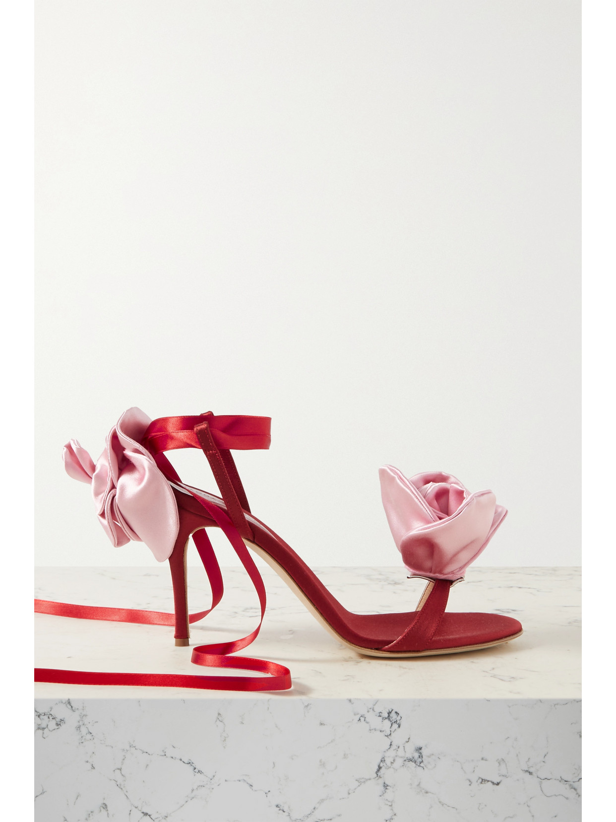 Magda Butrym - Appliquéd Satin Sandals - Red