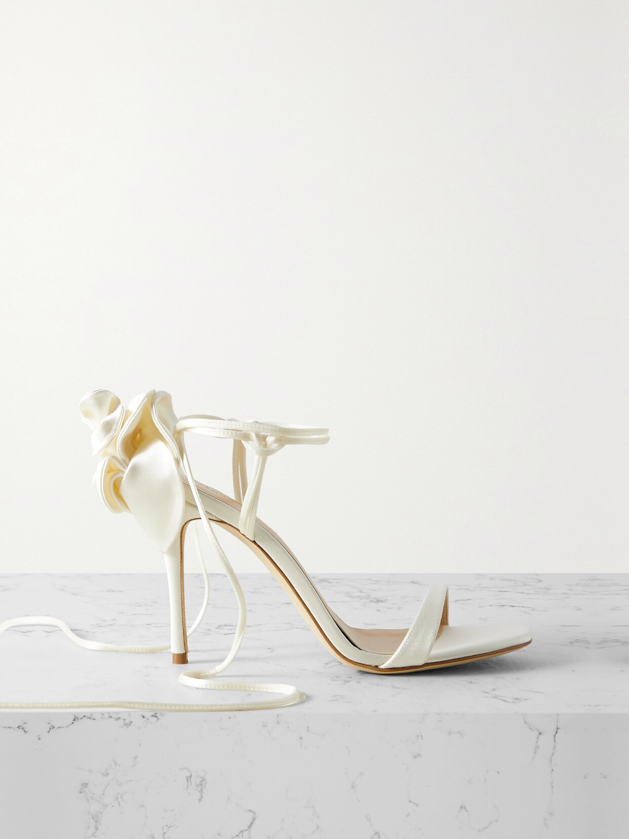 Magda Butrym - Appliquéd Satin Sandals - Cream