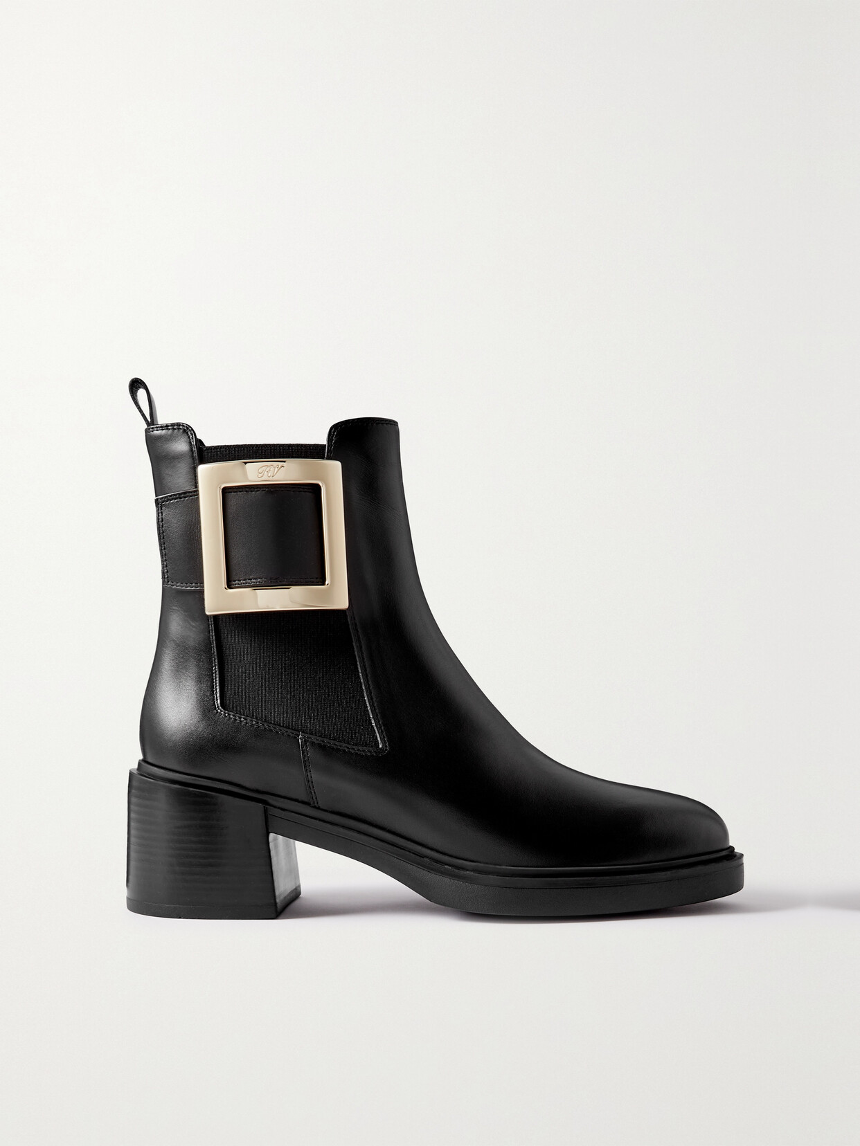 Shop Roger Vivier Viv Rangers Buckled Leather Chelsea Boots In Black