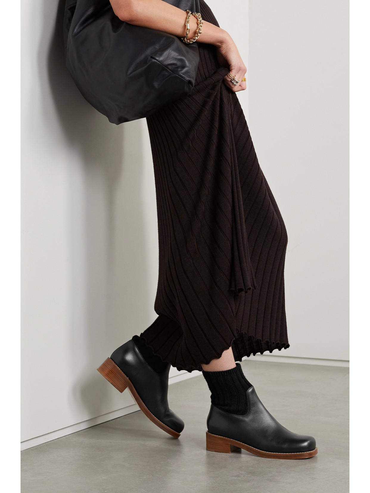 Gabriela Hearst 30mm Hobbes Leather Ankle Boots In Black