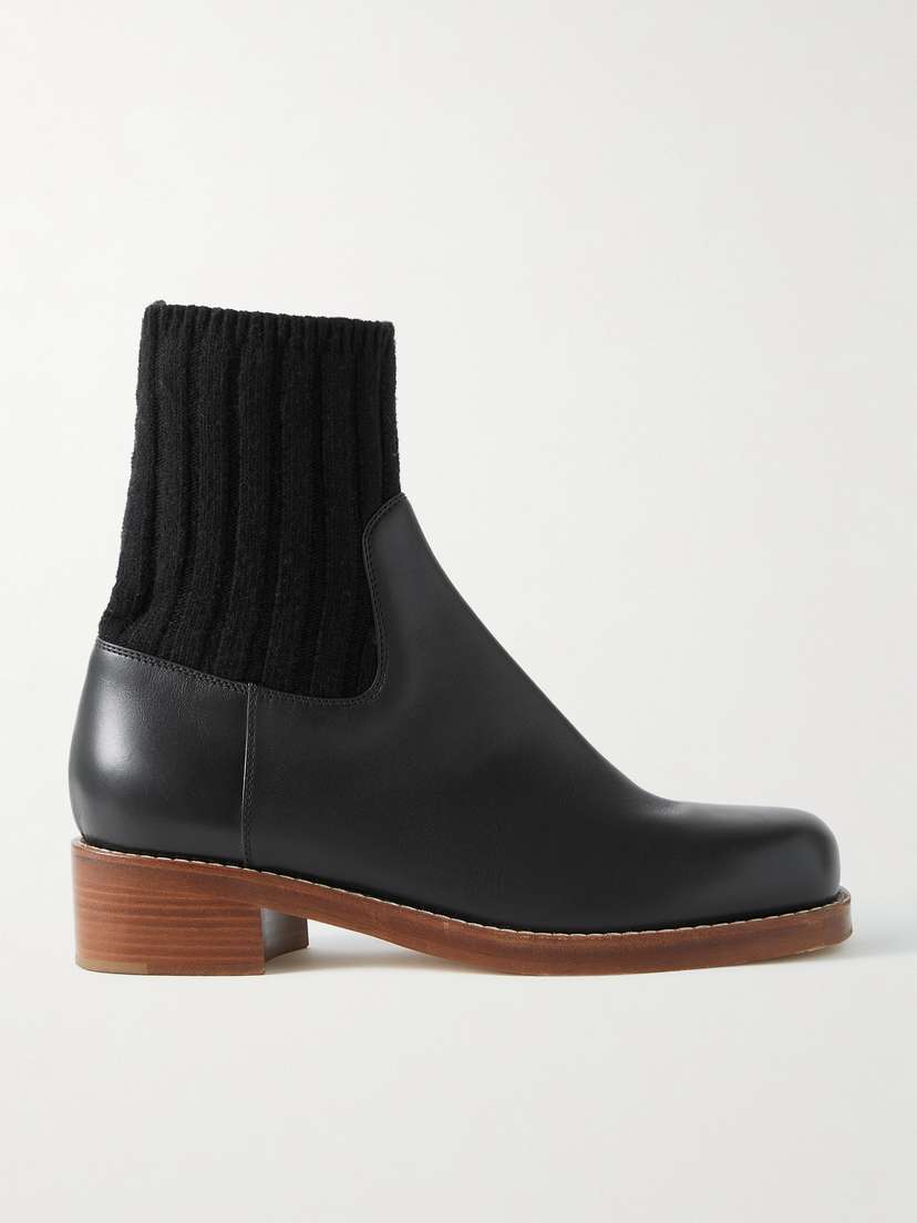 Gabriela Hearst Hobbes Ribbed Cashmere-trimmed Leather Chelsea Boots