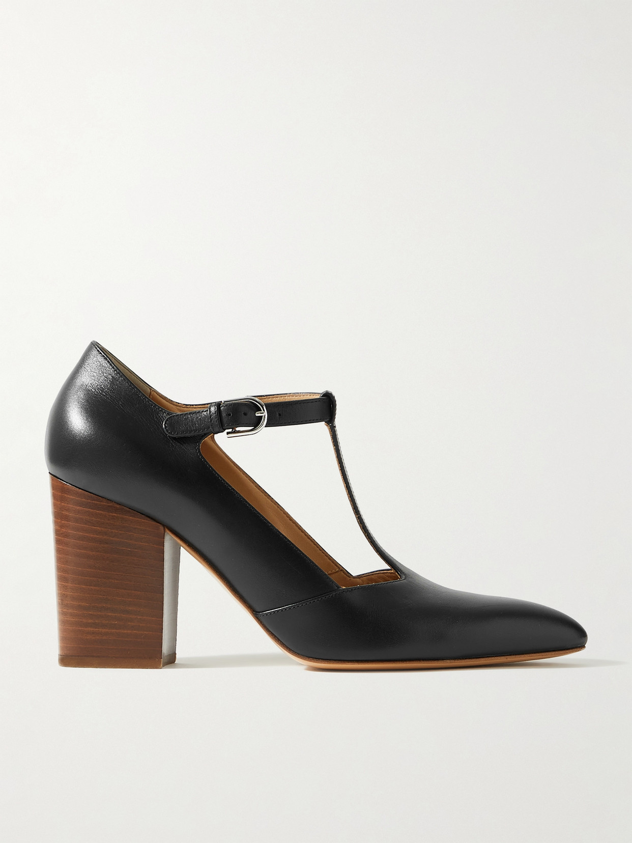 Shop Gabriela Hearst Triana Leather Mary Jane Point-toe Pumps In Black