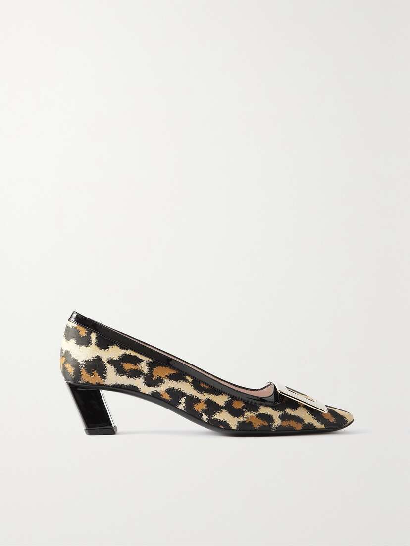 Roger Vivier Belle Vivier Patent Leather-trimmed Leopard-print Pumps