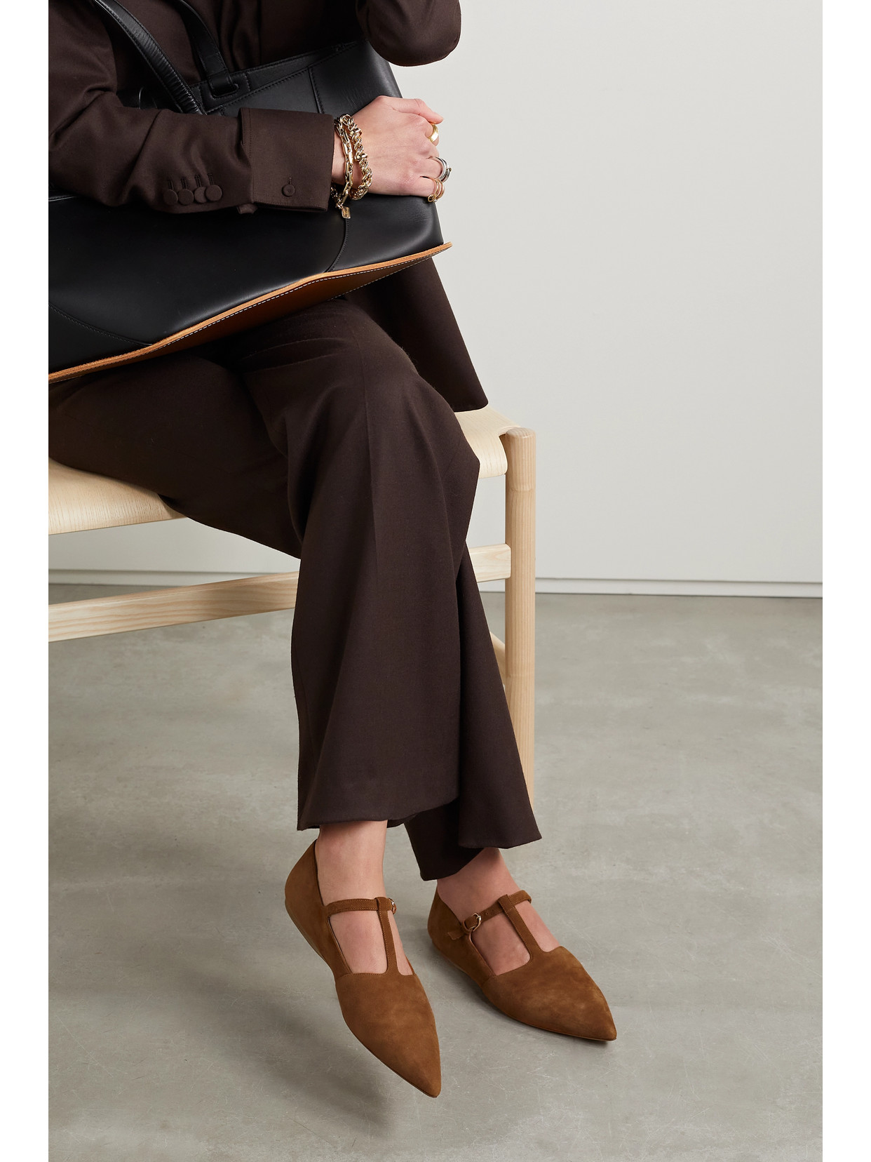 Lola Ballerina Suede Mary Jane Point-Toe Flats