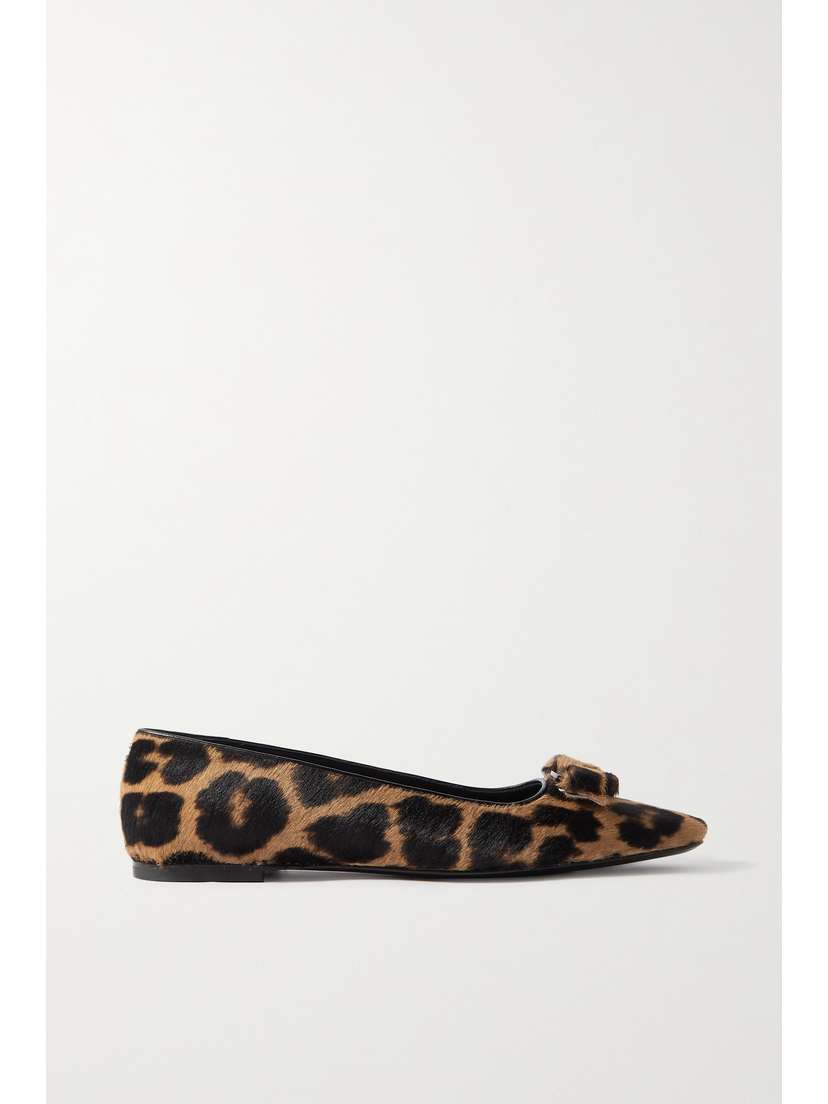 Ferragamo Siwar Leopard-print Calf Hair Flats