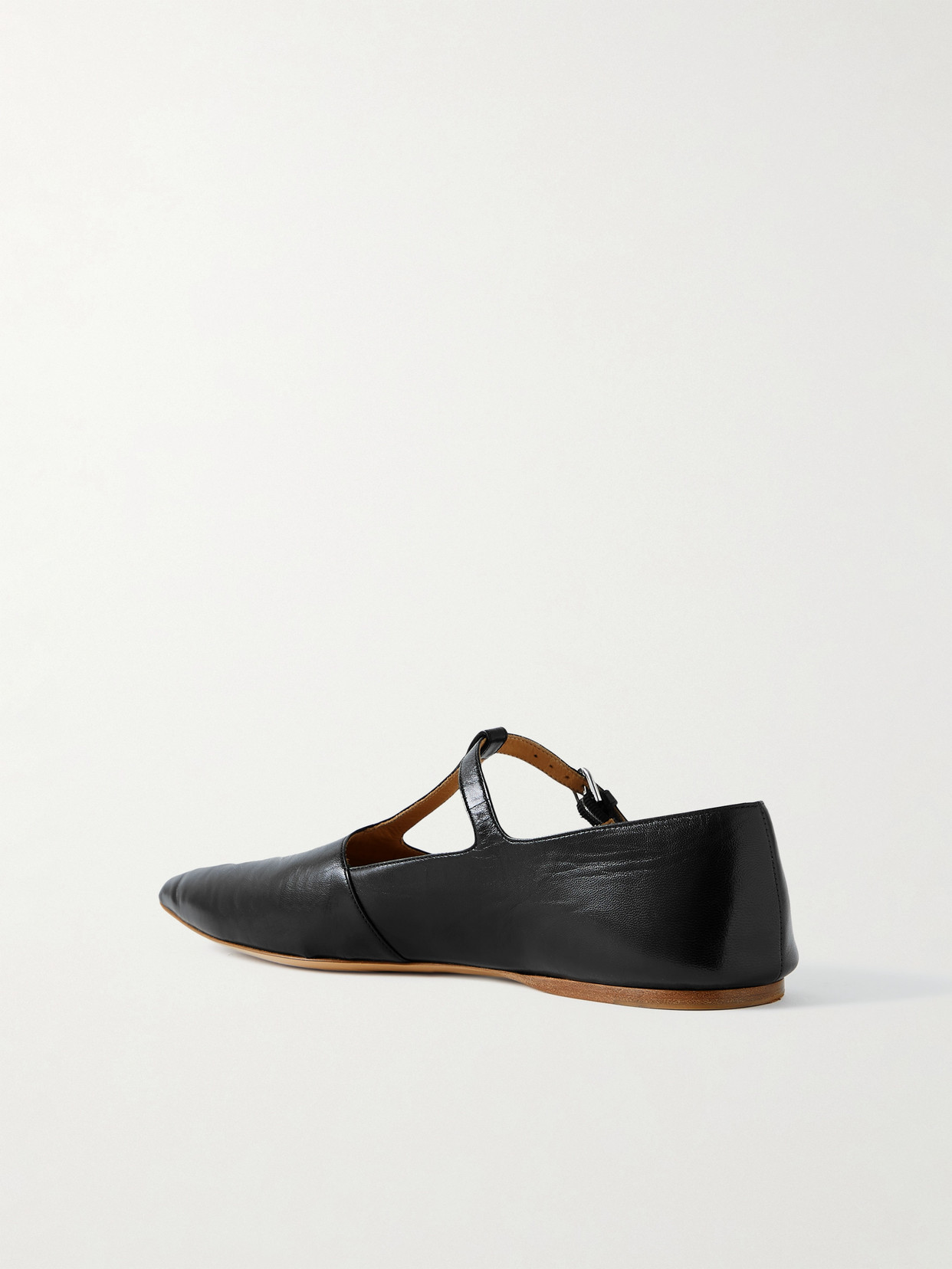 Shop Gabriela Hearst Lola Ballerina Leather Mary Jane Point-toe Flats In Black