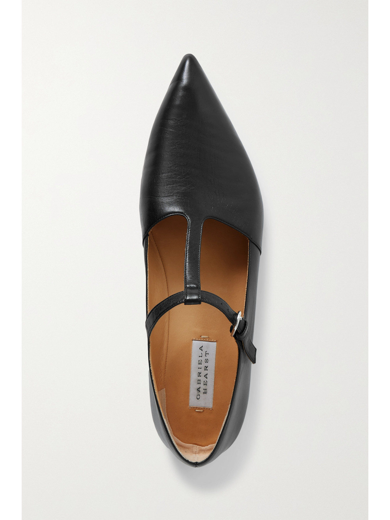 Shop Gabriela Hearst Lola Ballerina Leather Mary Jane Point-toe Flats In Black