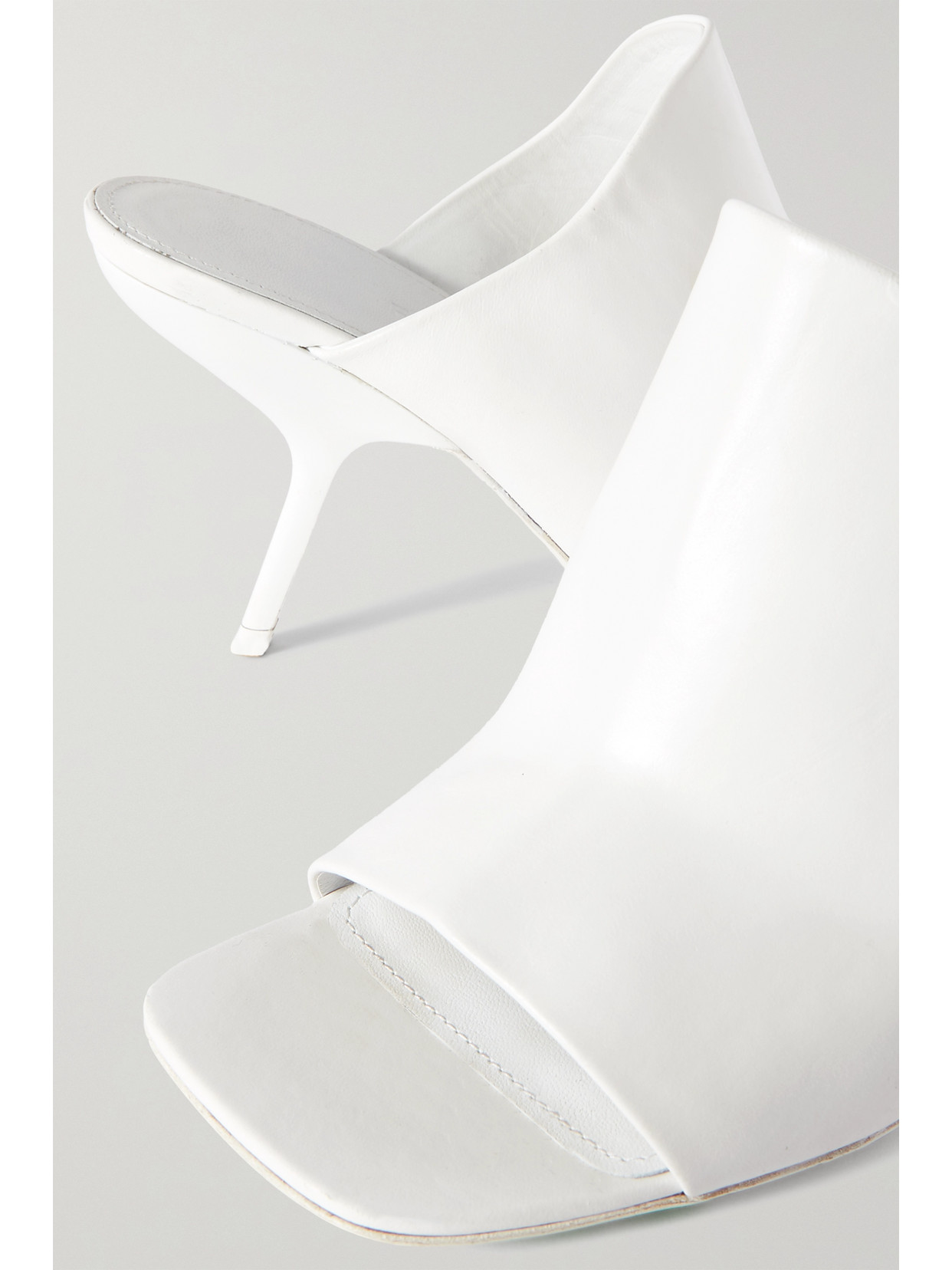 Ferragamo Era Leather Mules In Optic White