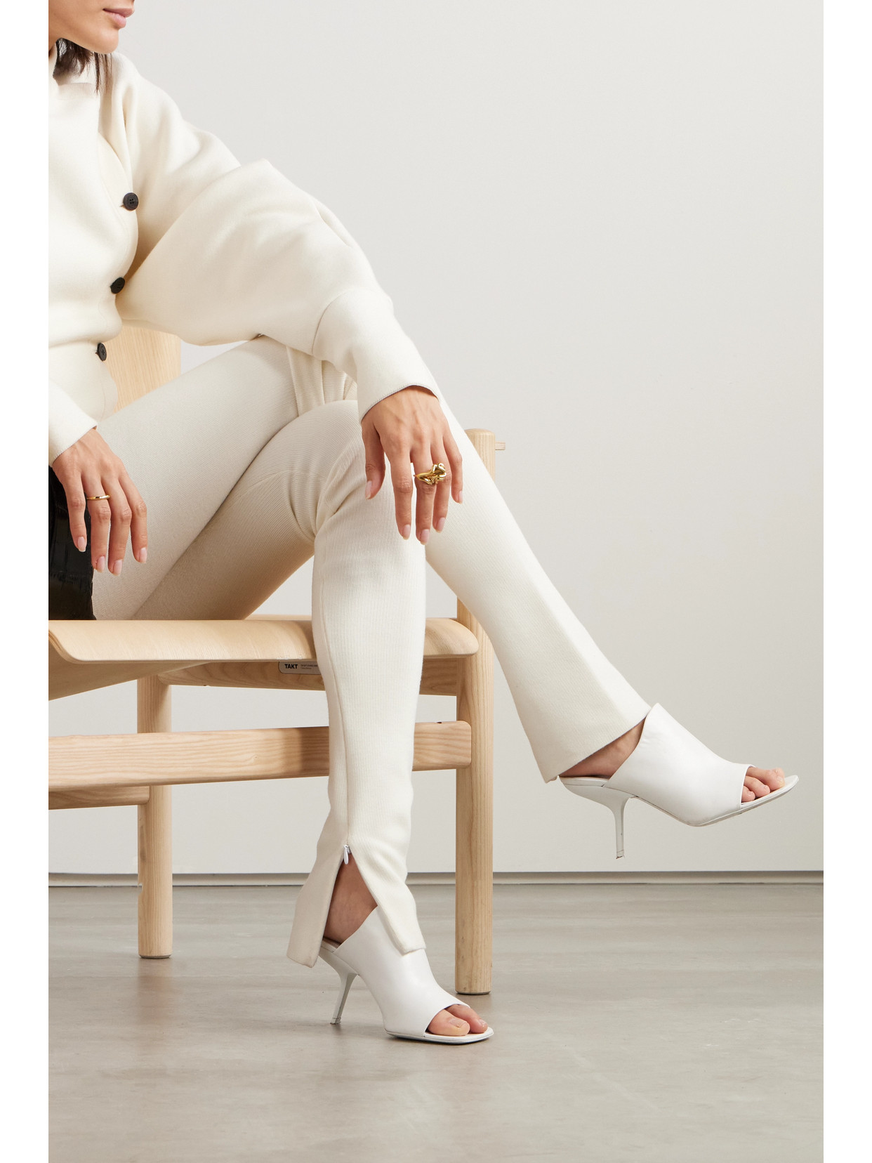 Ferragamo Era Leather Mules In Optic White