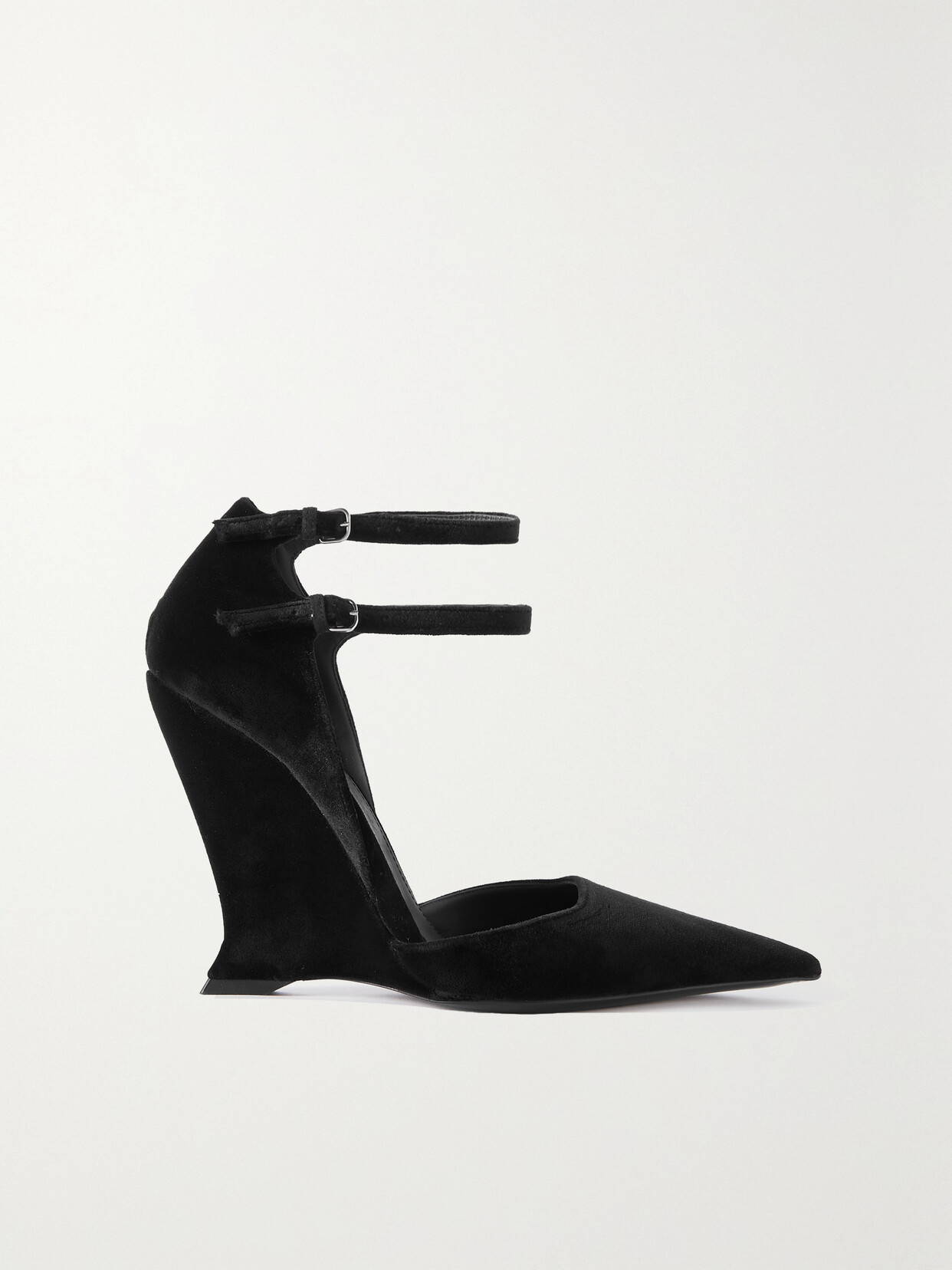 Ferragamo Vidya X5 Velvet Wedge Pumps In Black