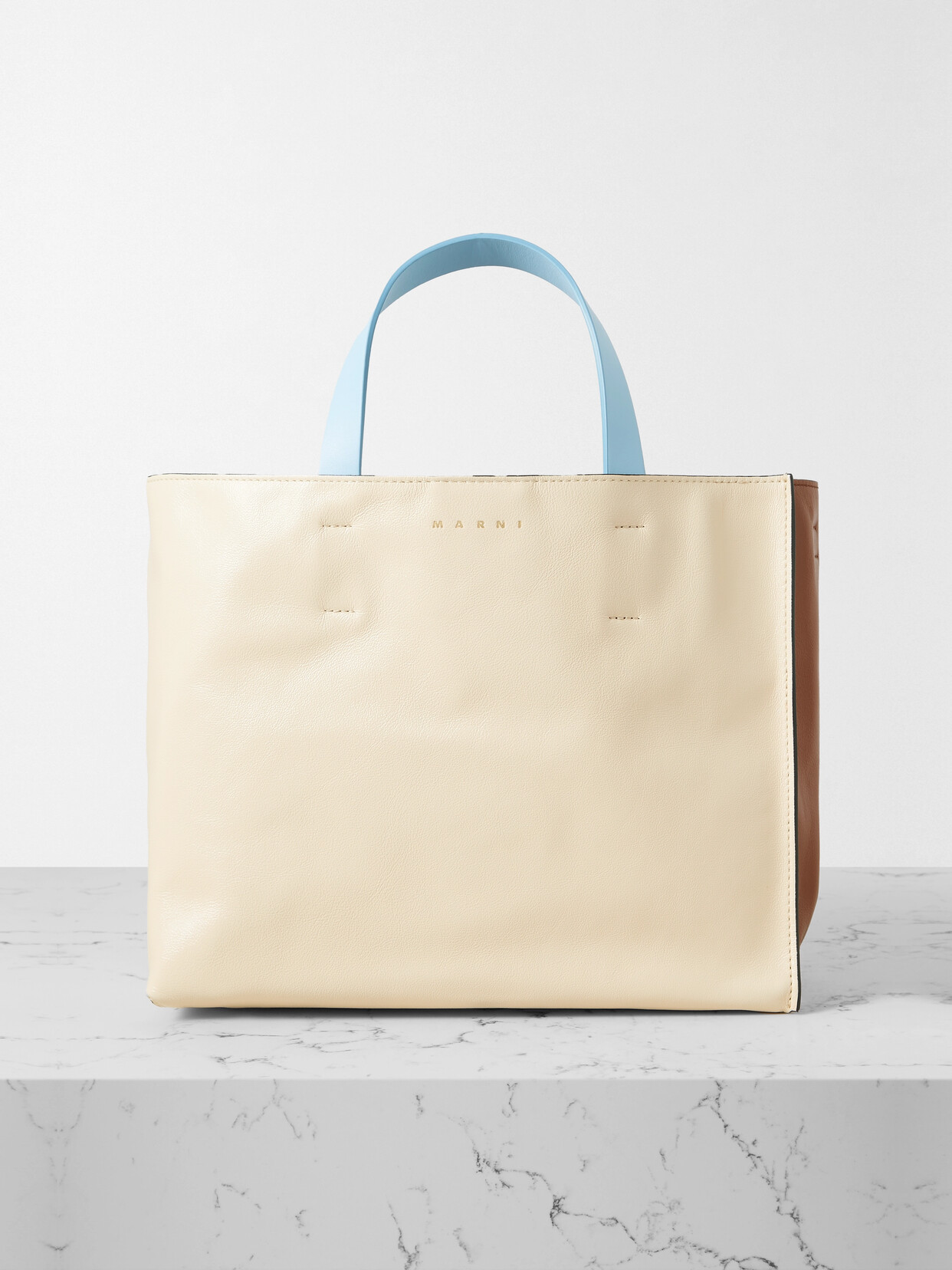 Marni - Museo Small Color-block Leather Tote - Off-white