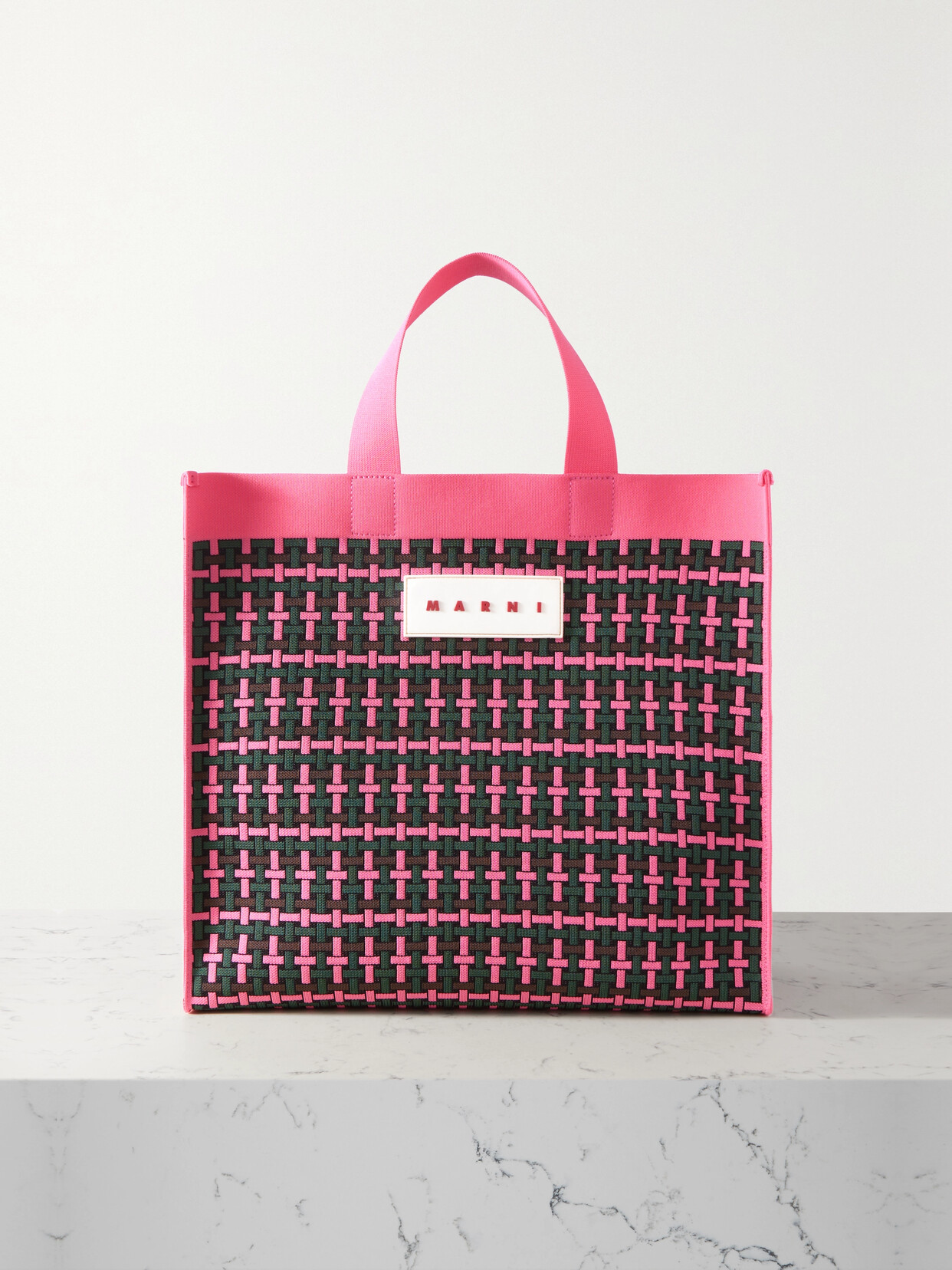 Marni Rubber-trimmed Jacquard-knit Tote