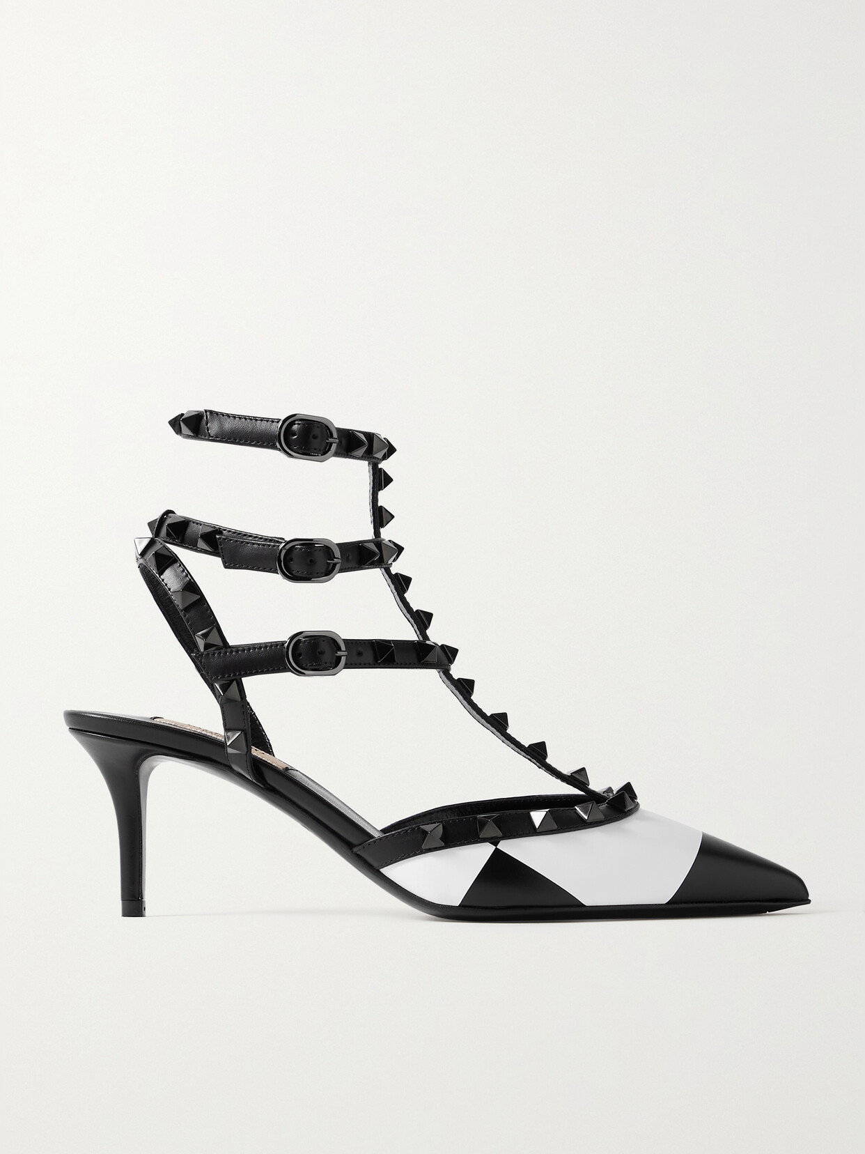 Valentino Garavani Rockstud 65 Checked Leather Pumps In Black