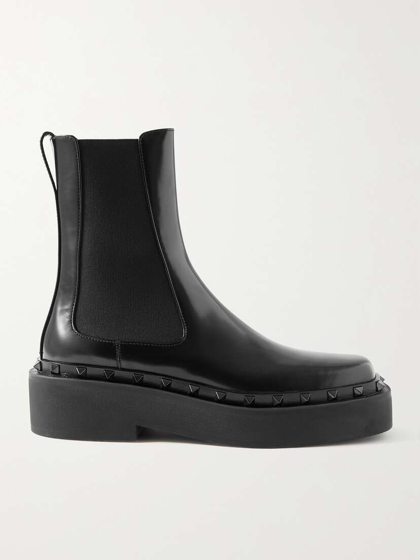 Valentino Garavani Rockstud M-way Leather Chelsea Boots