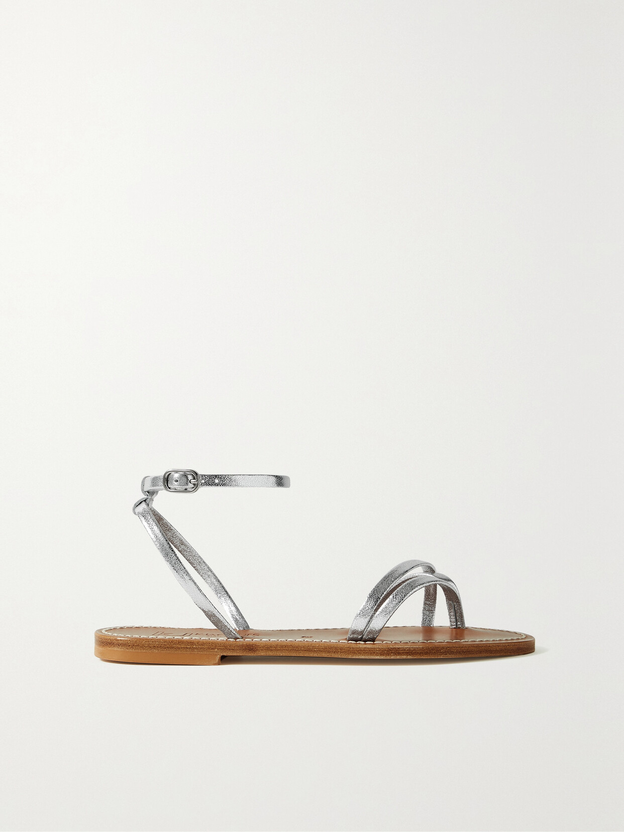 K Jacques St Tropez + Net Sustain Milana Metallic Leather Sandals - Silver