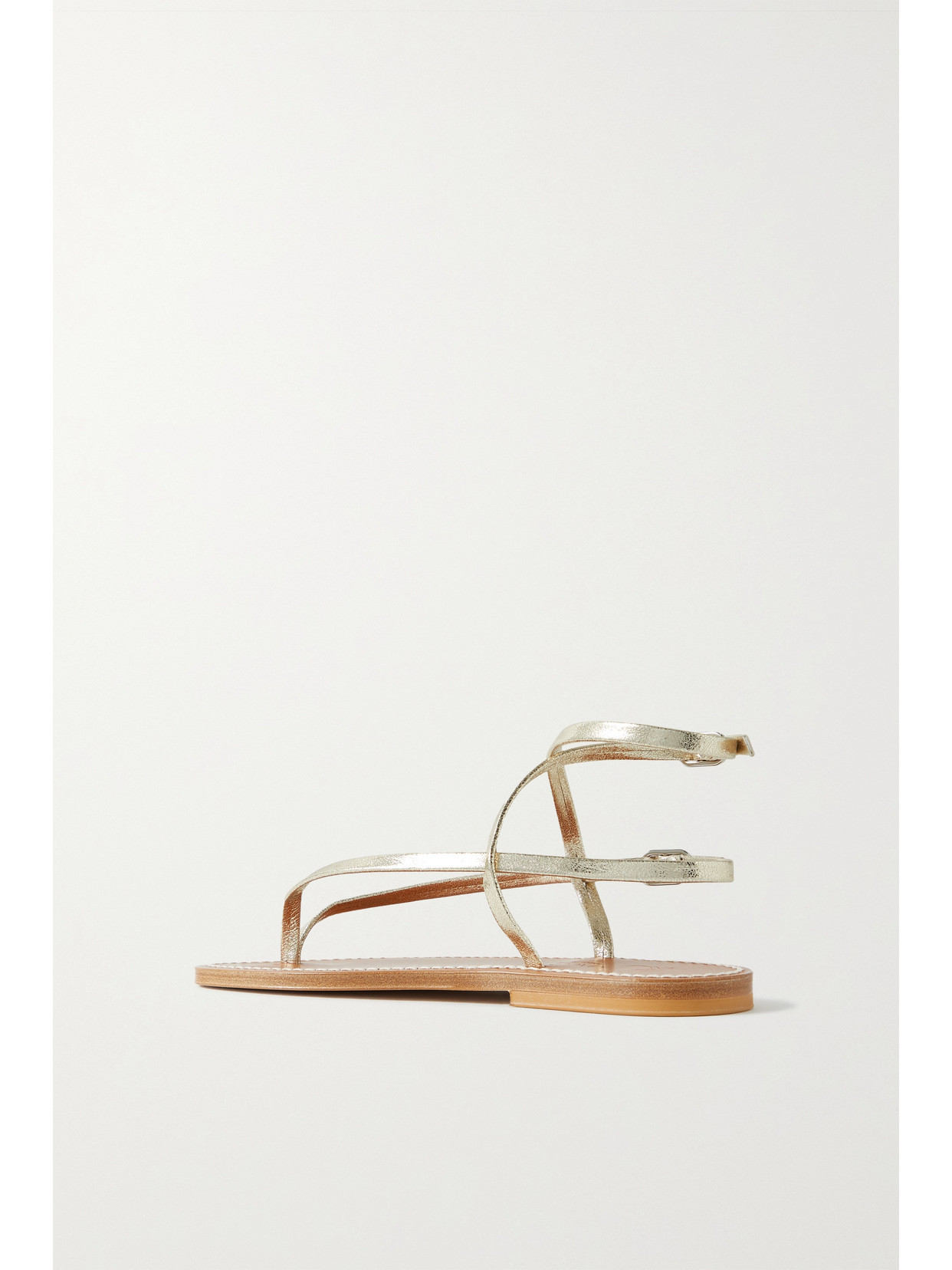 Shop Kjacques + Net Sustain Abako Metallic Leather Sandals In Gold