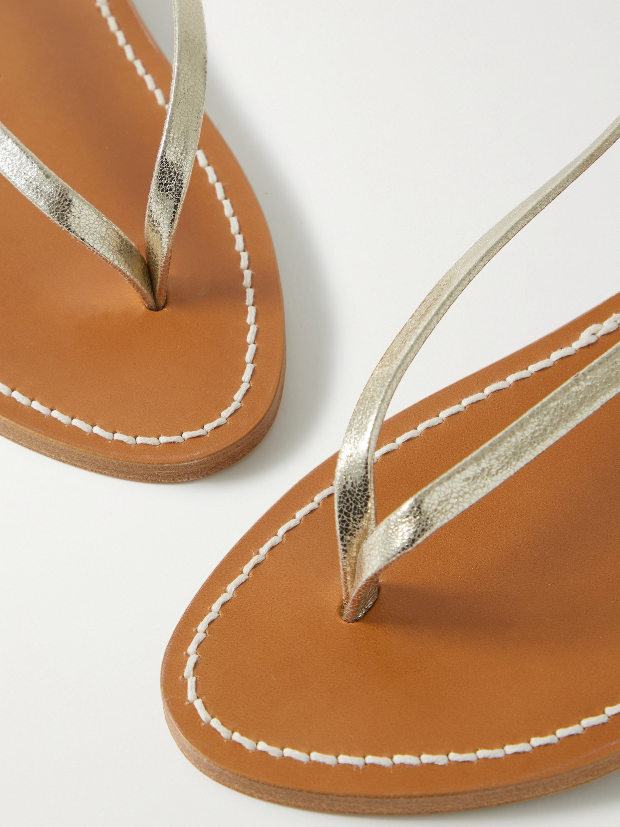 Shop Kjacques + Net Sustain Abako Metallic Leather Sandals In Gold