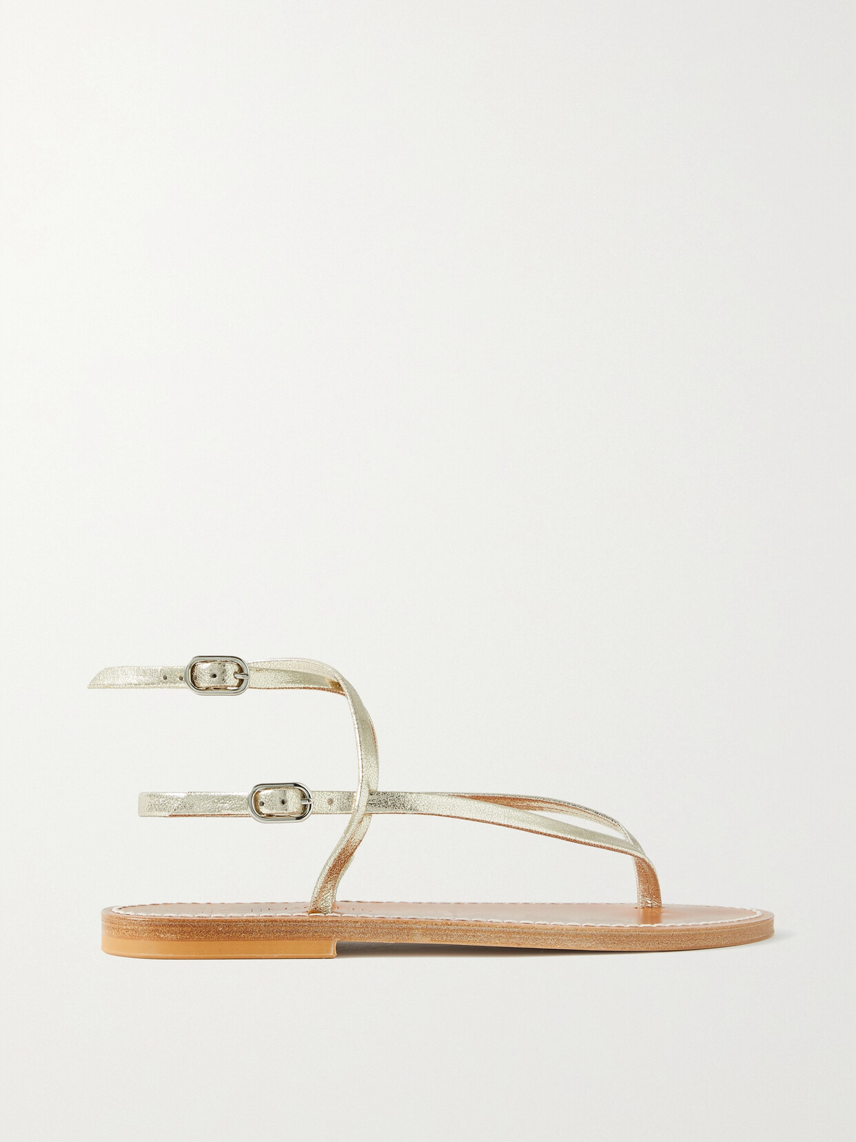 K Jacques St Tropez - + Net Sustain Abako Metallic Leather Sandals - Gold