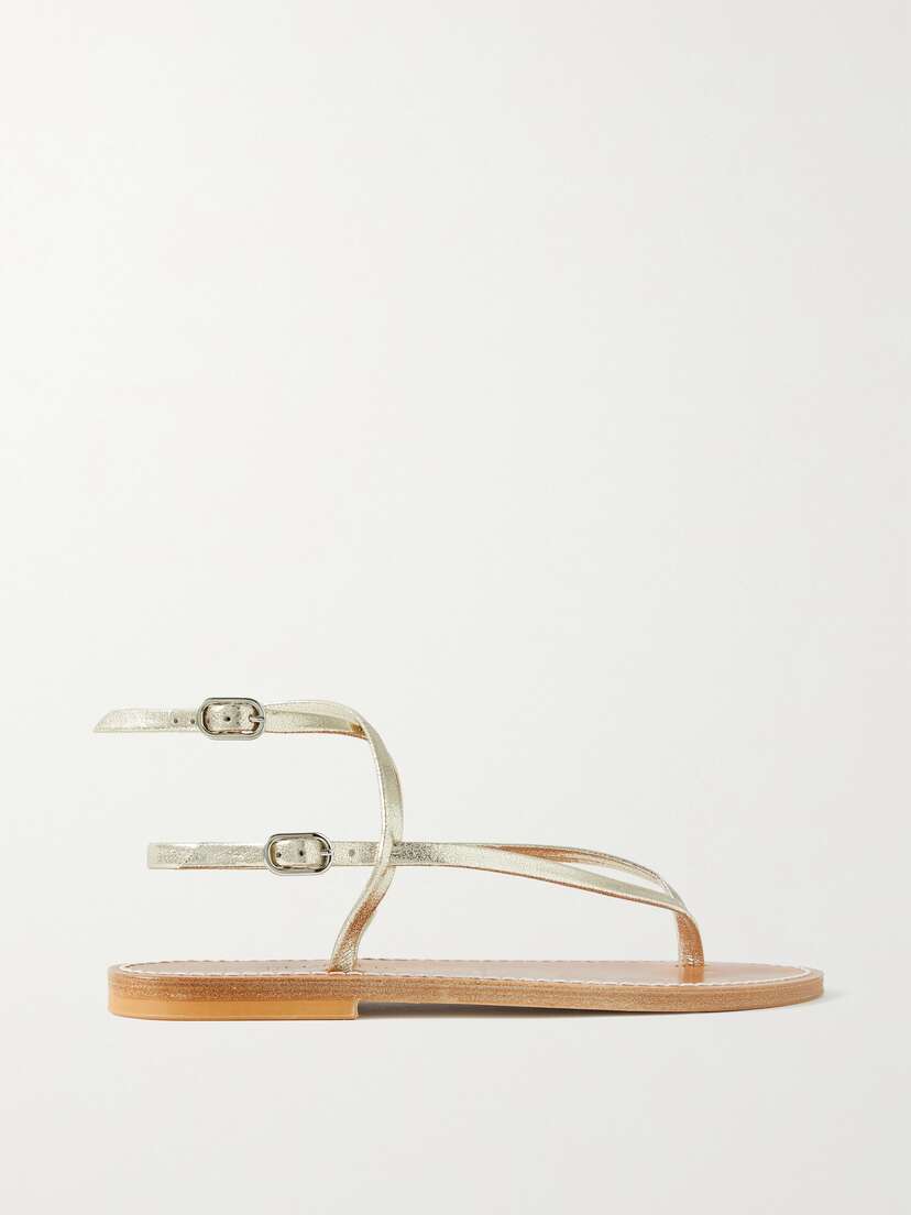 K Jacques St Tropez + Net Sustain Abako Metallic Leather Sandals