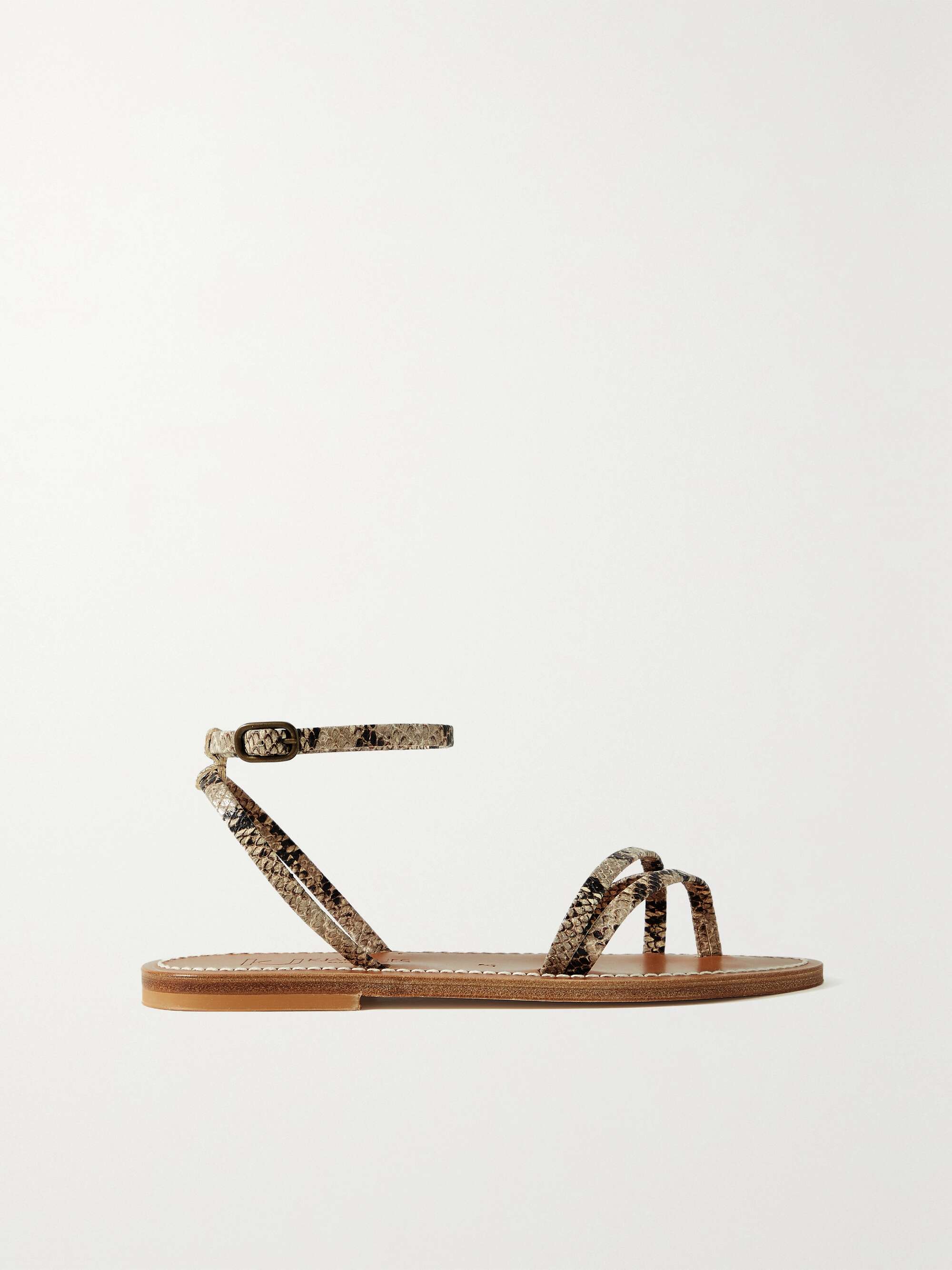 K JACQUES ST TROPEZ + NET SUSTAIN Milana snake-effect leather sandals ...