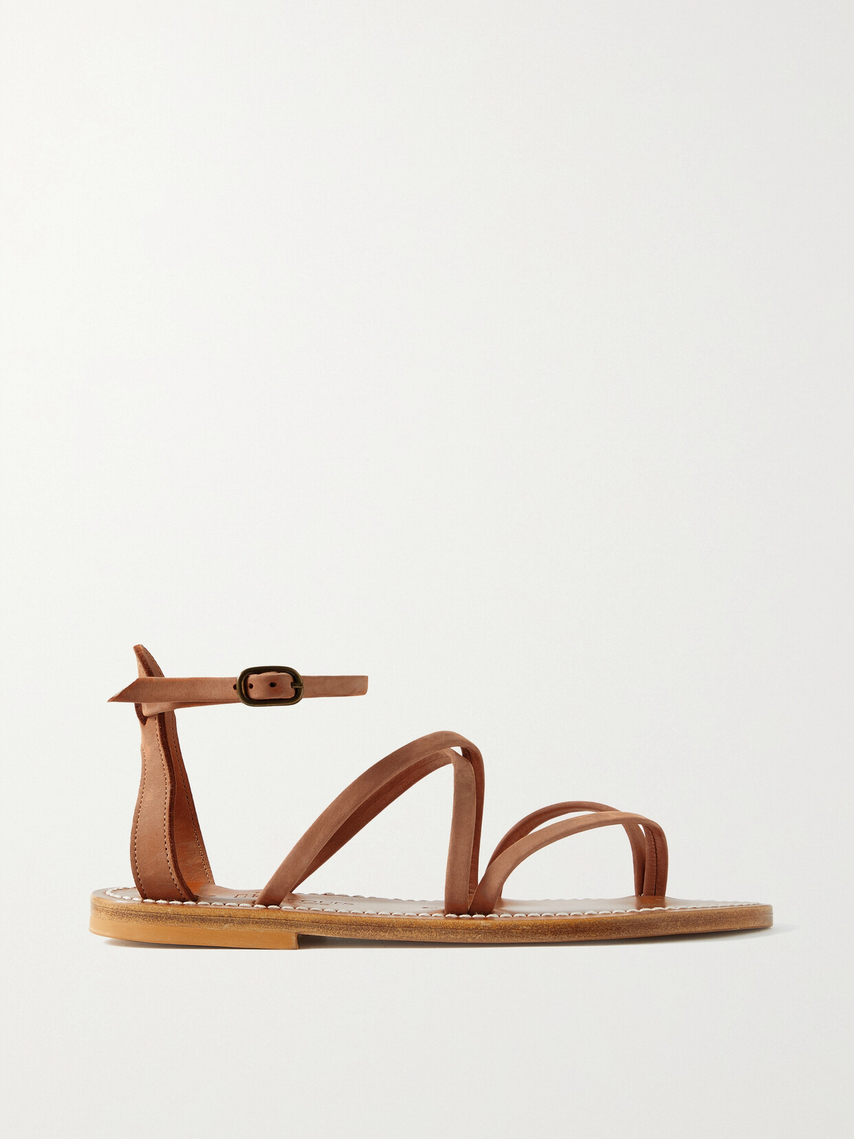 Shop Kjacques + Net Sustain Epicure Nubuck Sandals In Brown