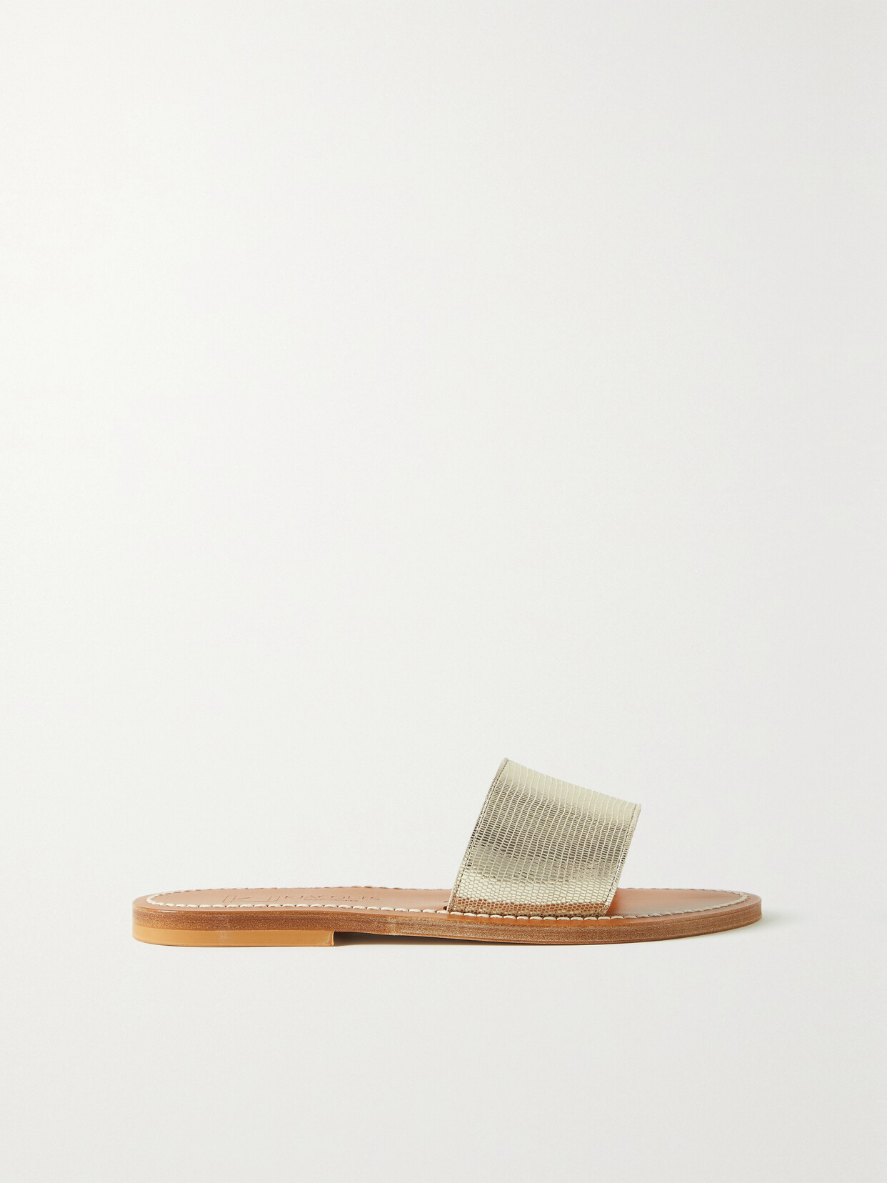 K Jacques St Tropez + Net Sustain Anacapri Metallic Textured-leather Slides - Gold