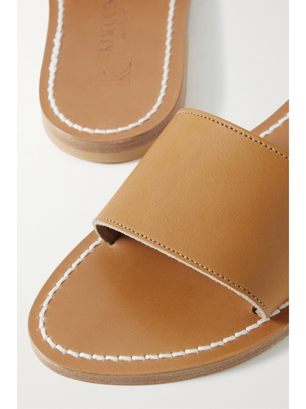 Kjacques Anacapri Leather Slides In Brown