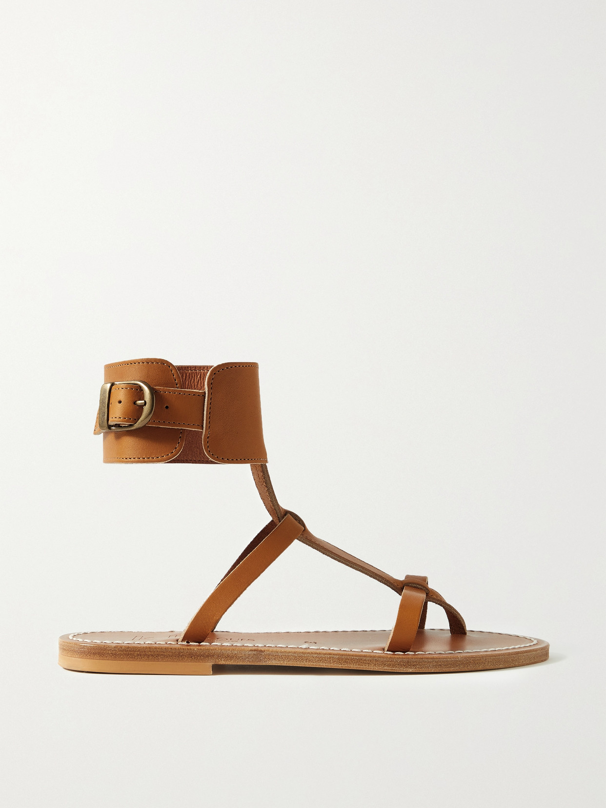 Shop Kjacques + Net Sustain Caravelle Leather Sandals In Brown