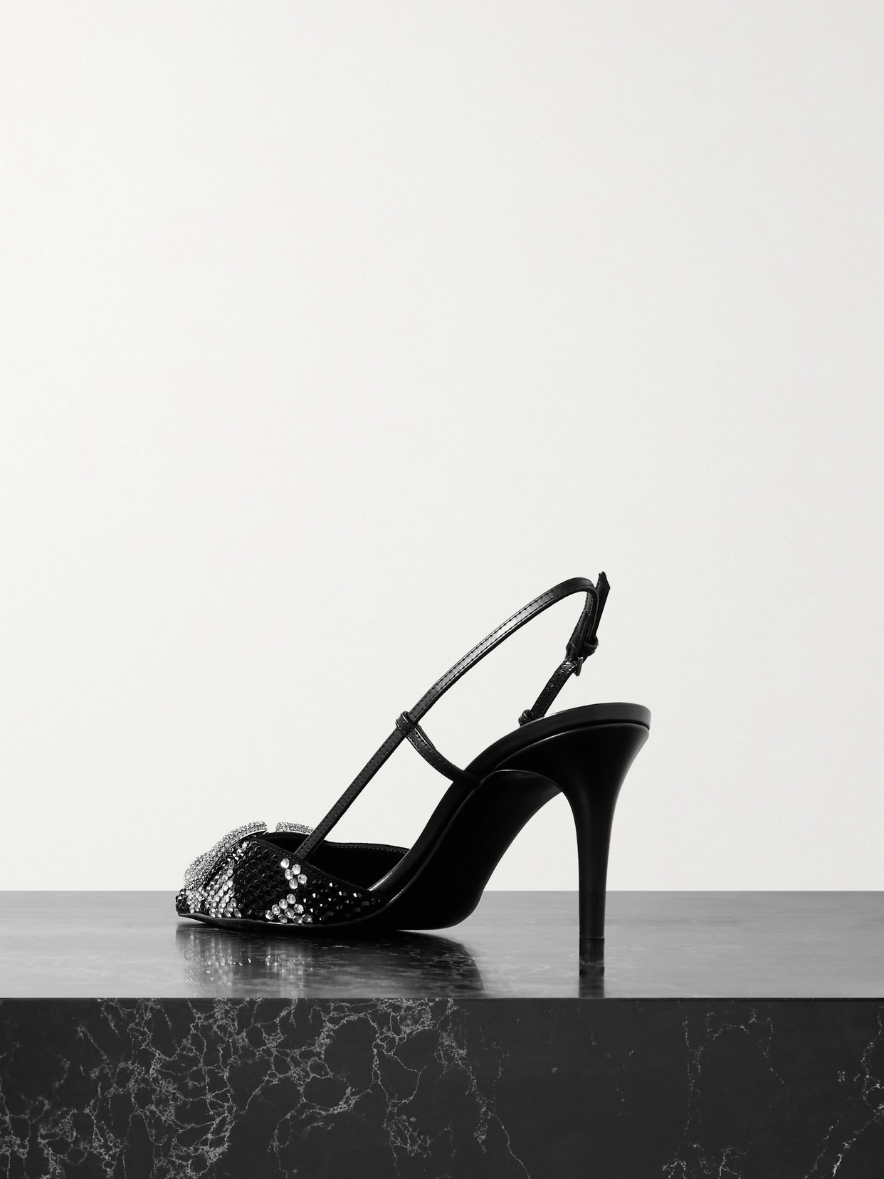 Valentino Vlogo Signature Crystal Embellished Slingback Pump In Black