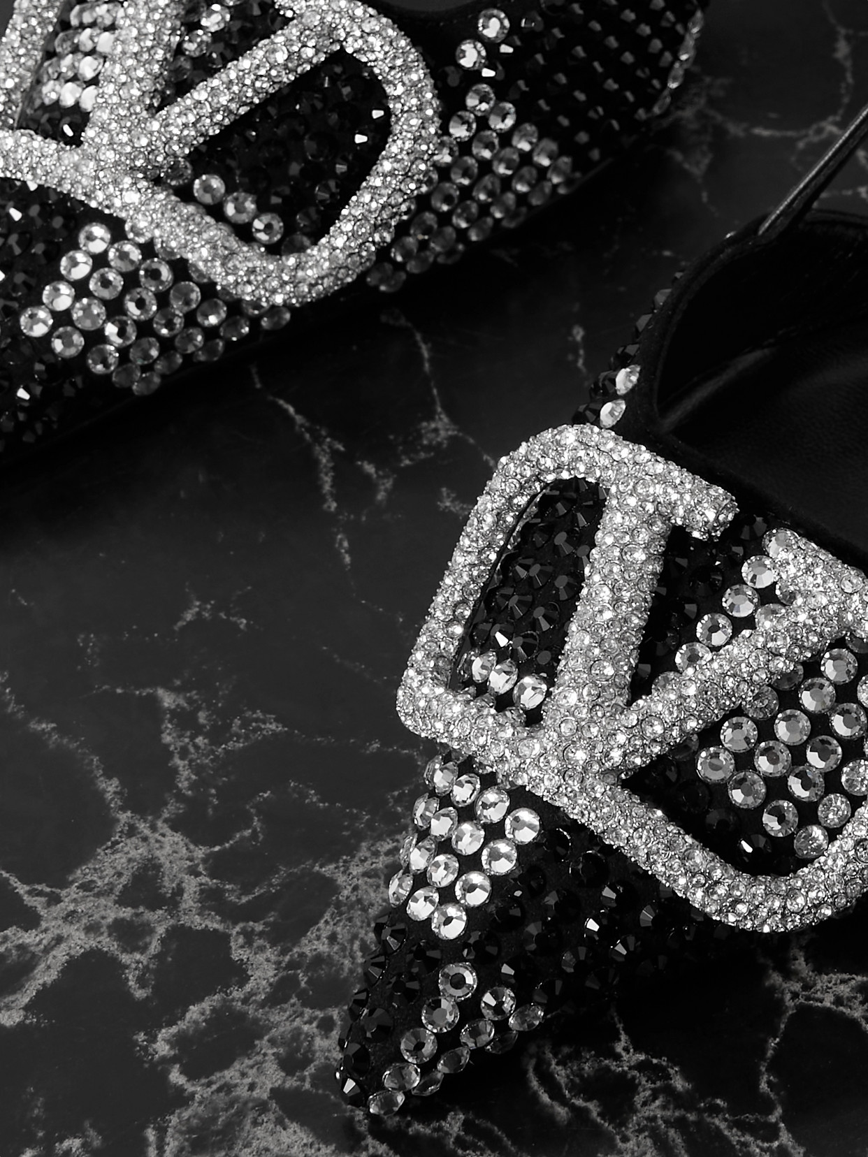 Valentino Vlogo Signature Crystal Embellished Slingback Pump In Black