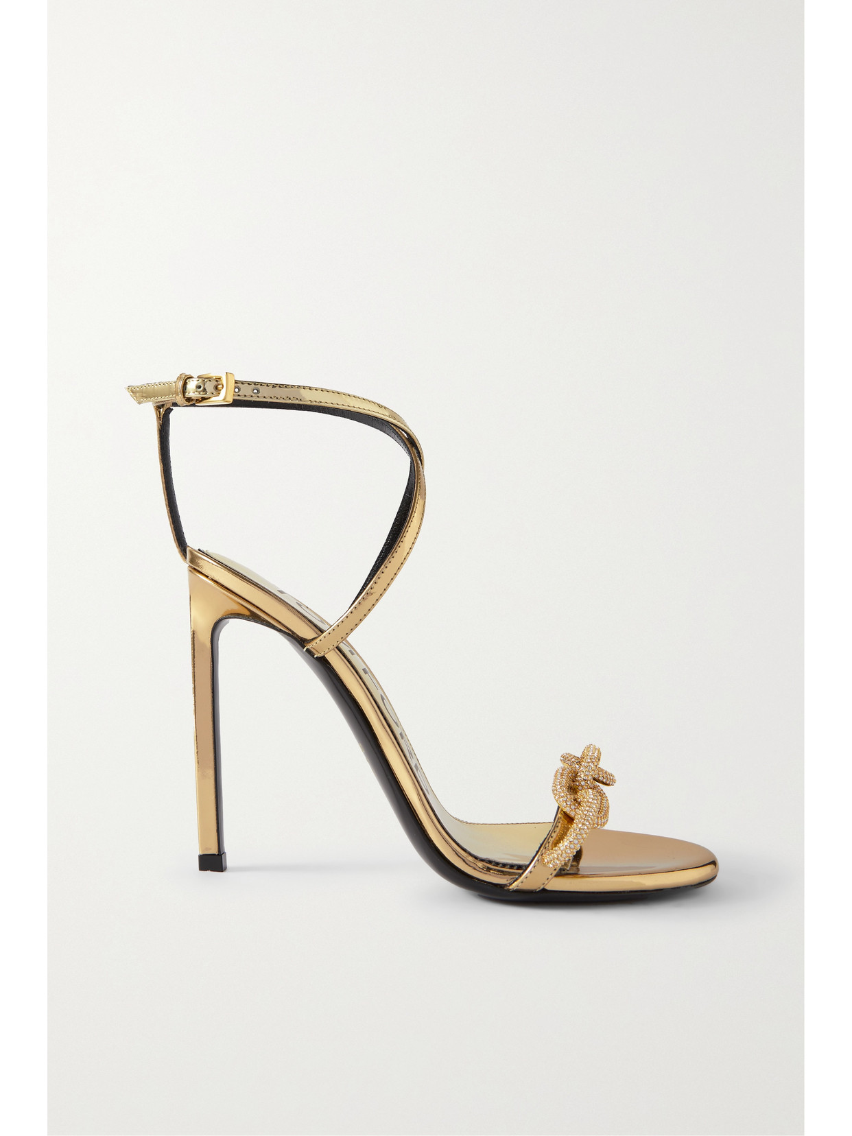 Tom Ford Crystal-embellished Metallic Leather Sandals In Gold