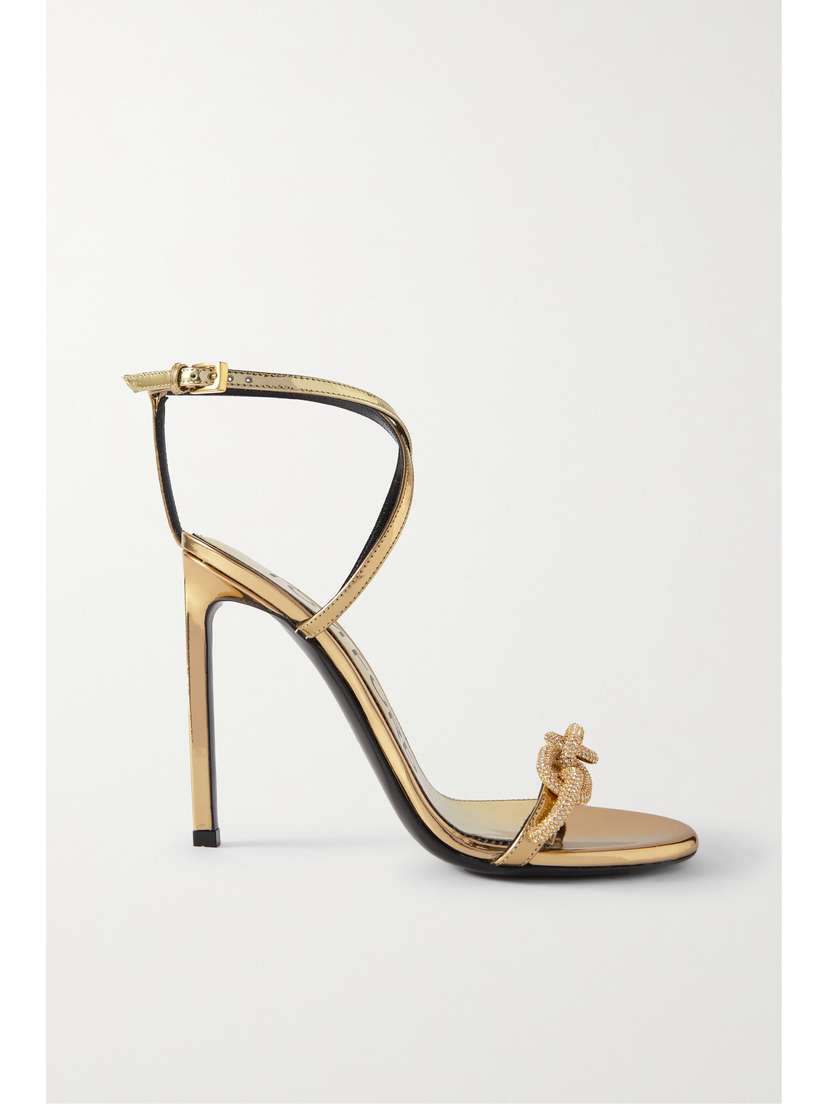 TOM FORD Crystal-embellished Metallic Leather Sandals