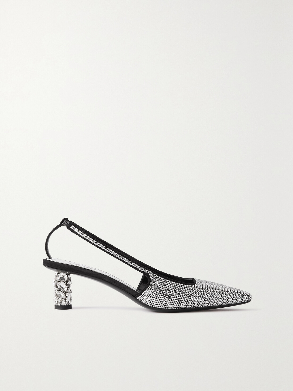 Shop Tom Ford Crystal-embellished Suede Slingback Pumps In Silver