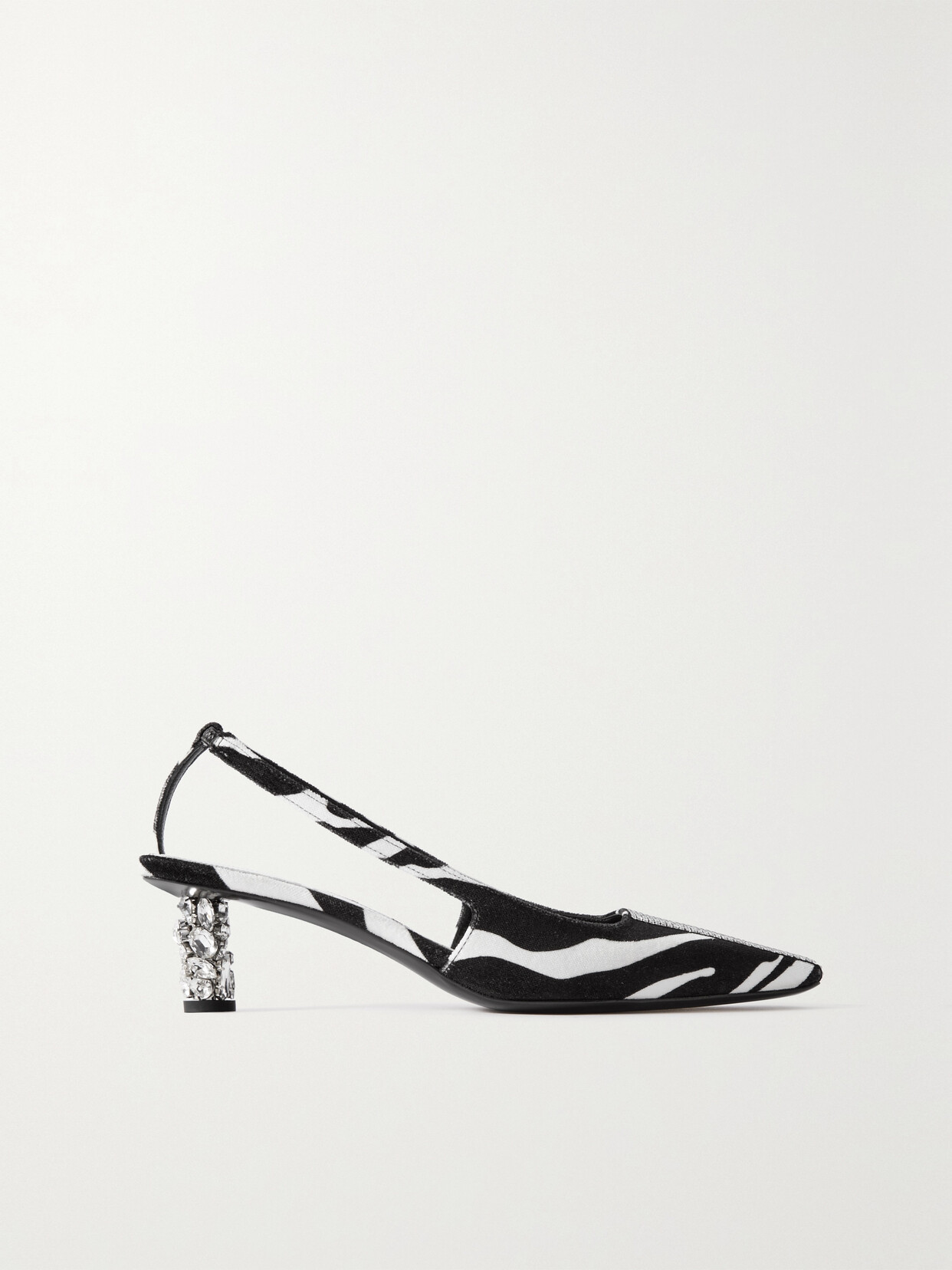 TOM FORD - Crystal-embellished Zebra-print Velvet Slingback Pumps - Animal print