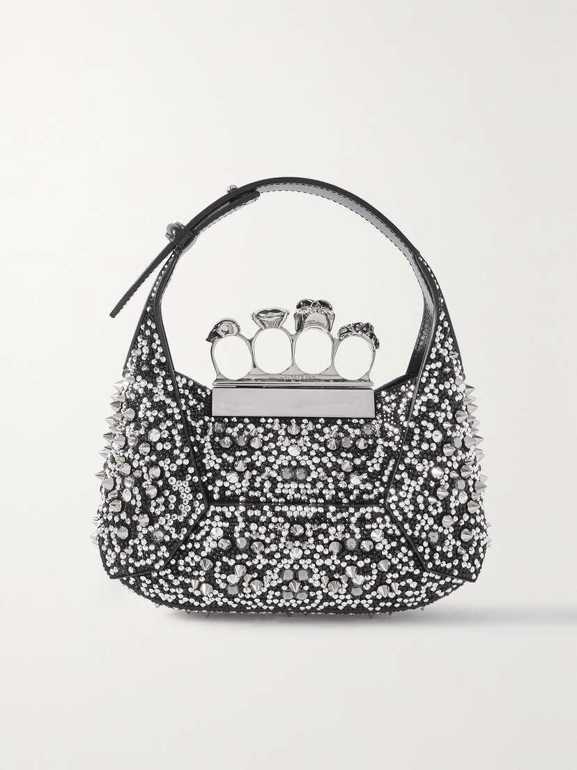 Alexander McQueen Studded Crystal-embellished Leather Shoulder Bag