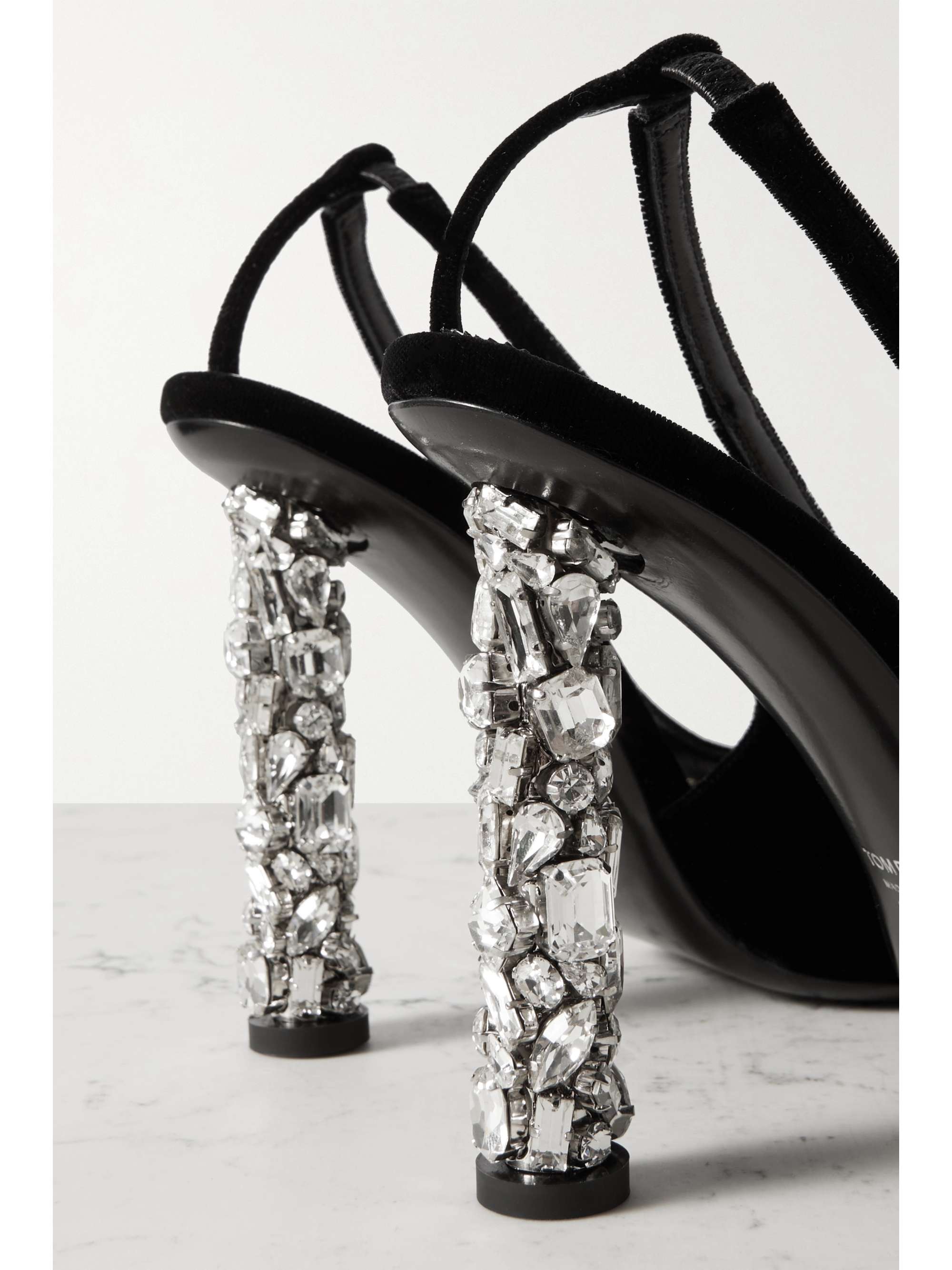 TOM FORD Crystal-embellished velvet slingback pumps | NET-A-PORTER