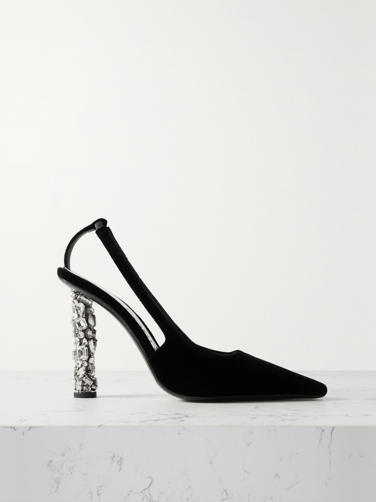 TOM FORD CRYSTAL-EMBELLISHED VELVET SLINGBACK PUMPS