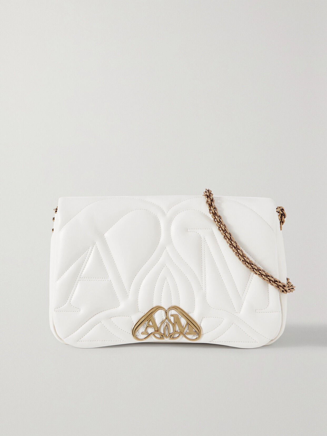 Shop Alexander Mcqueen The Seal Quilted Leather Shoulder Bag In White