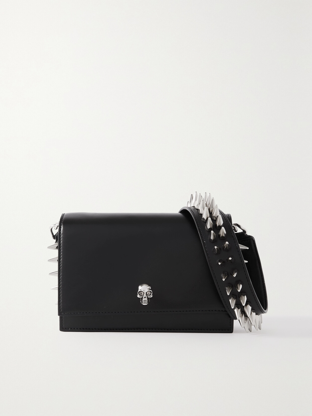 Alexander McQueen - Embellished Studded Leather Shoulder Bag - Black