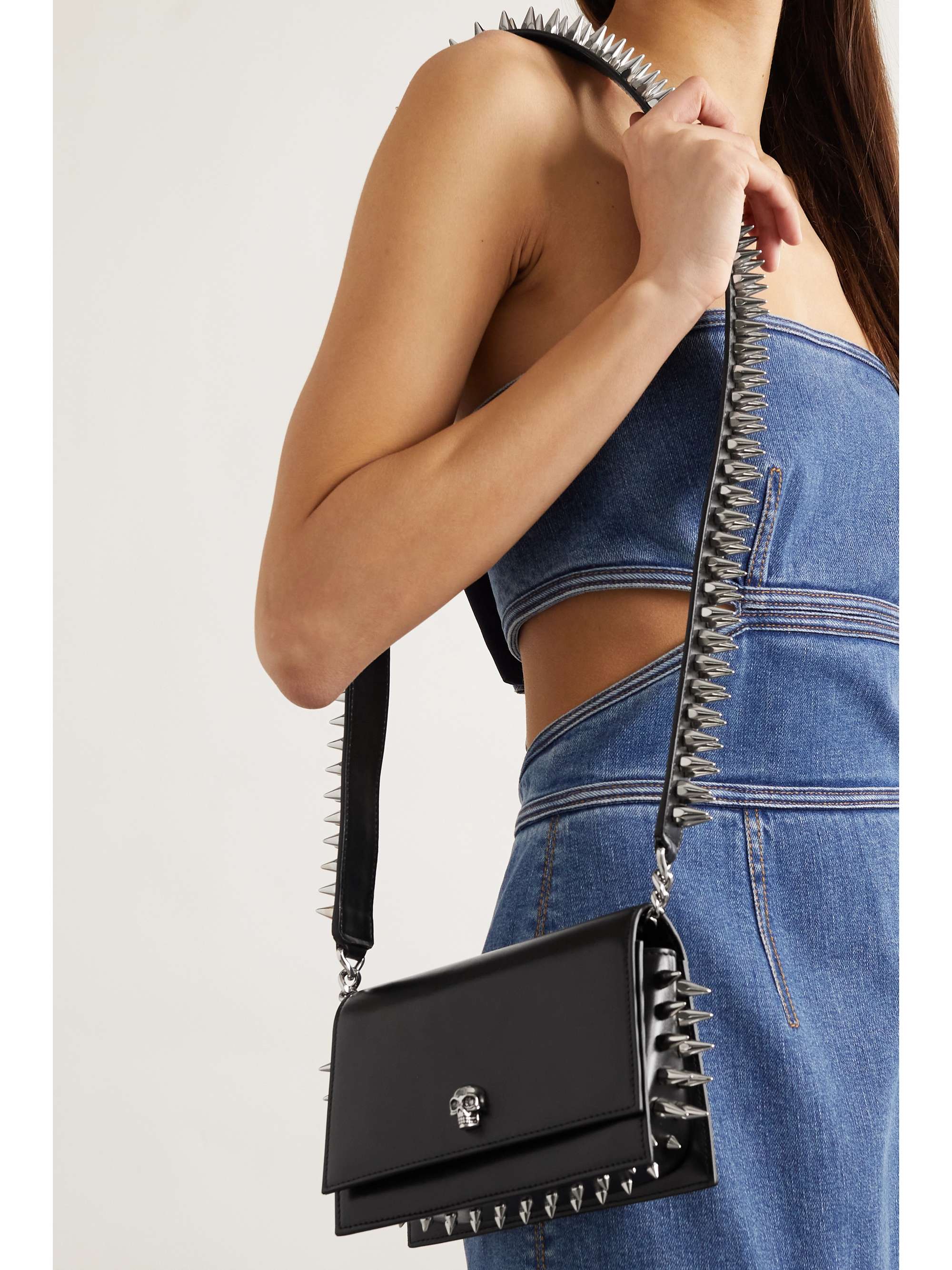 ALEXANDER MCQUEEN Embellished studded leather shoulder bag | NET-A-PORTER