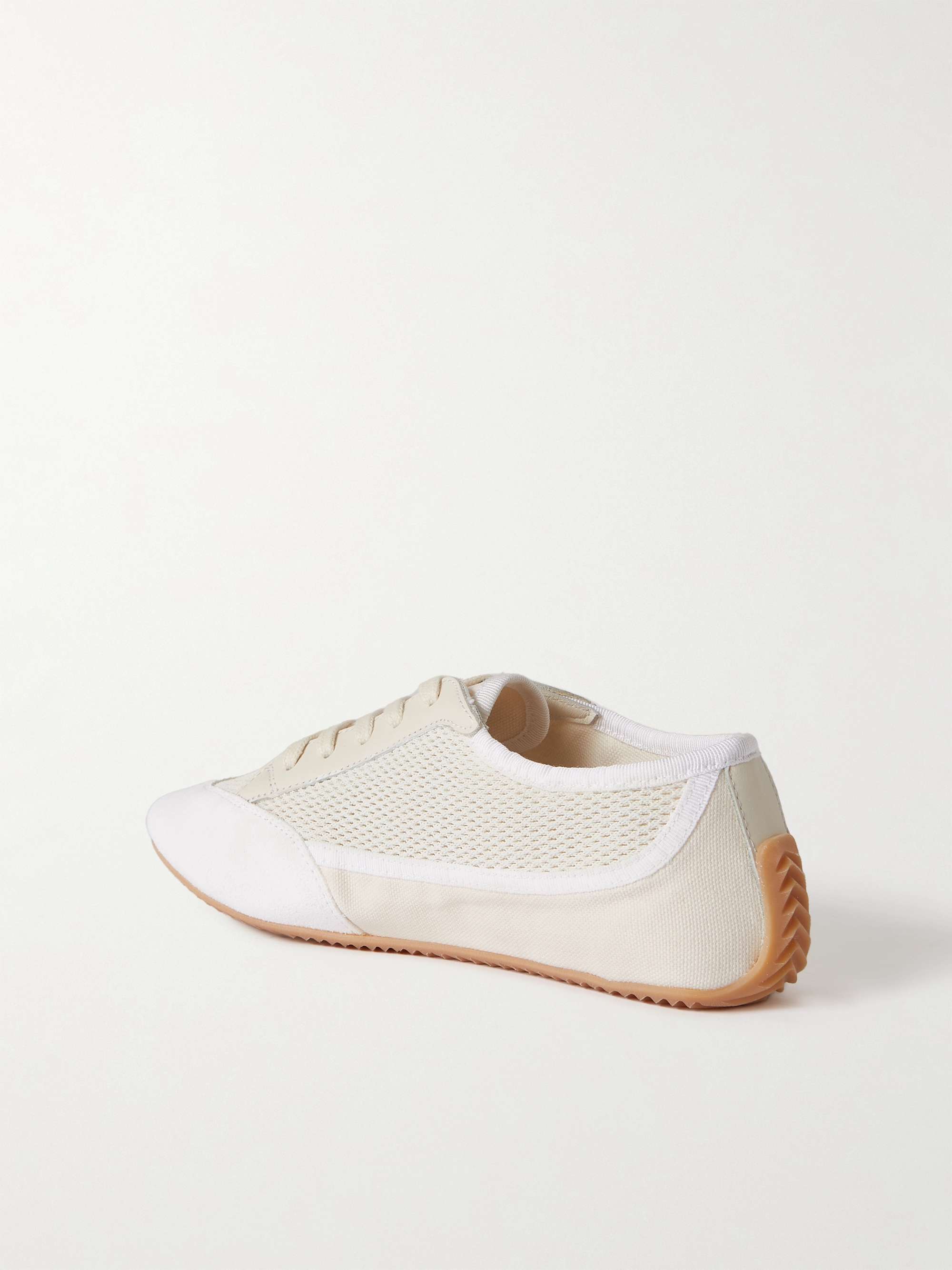 THE ROW Bonnie leather-trimmed suede, mesh and canvas sneakers