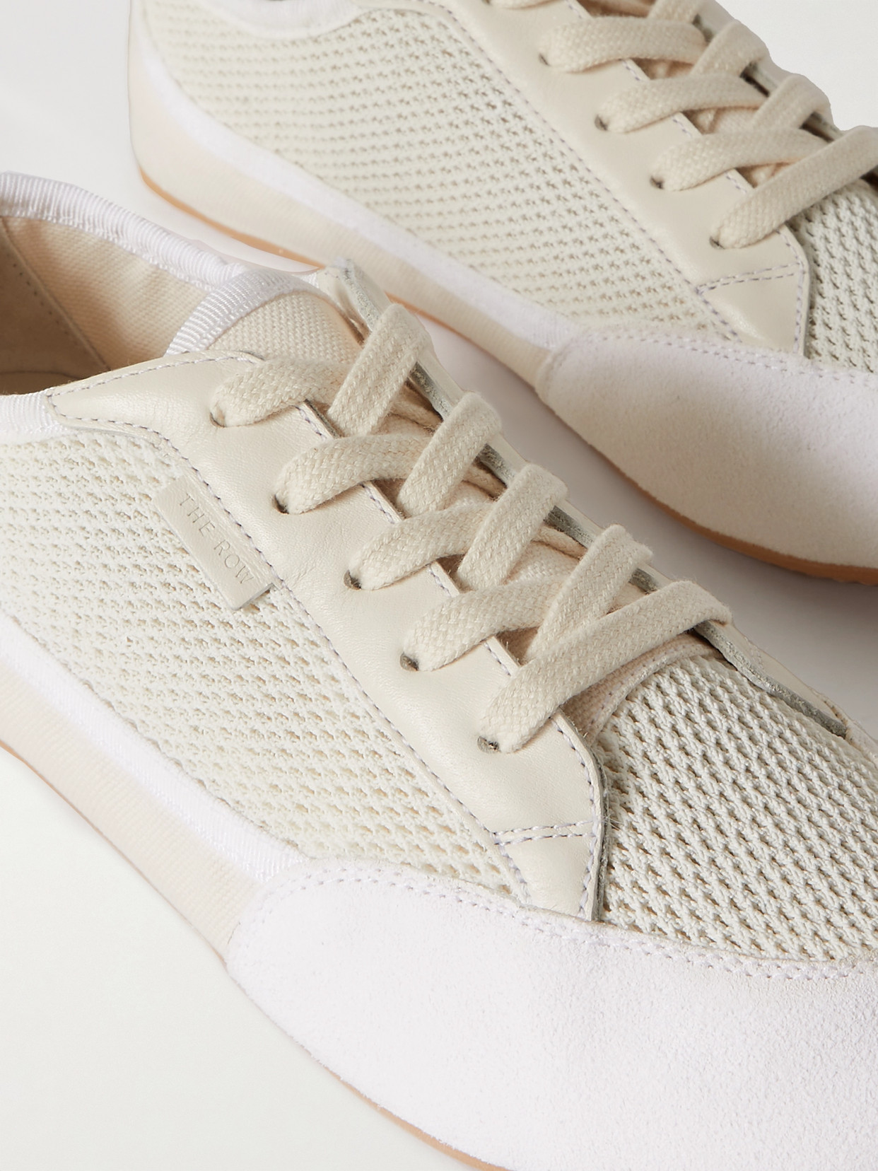 Shop The Row Bonnie Leather-trimmed Suede, Mesh And Canvas Sneakers In White