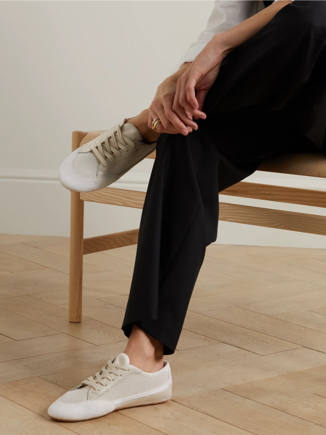 The Row Bonnie Suede Mesh Sneakers In White