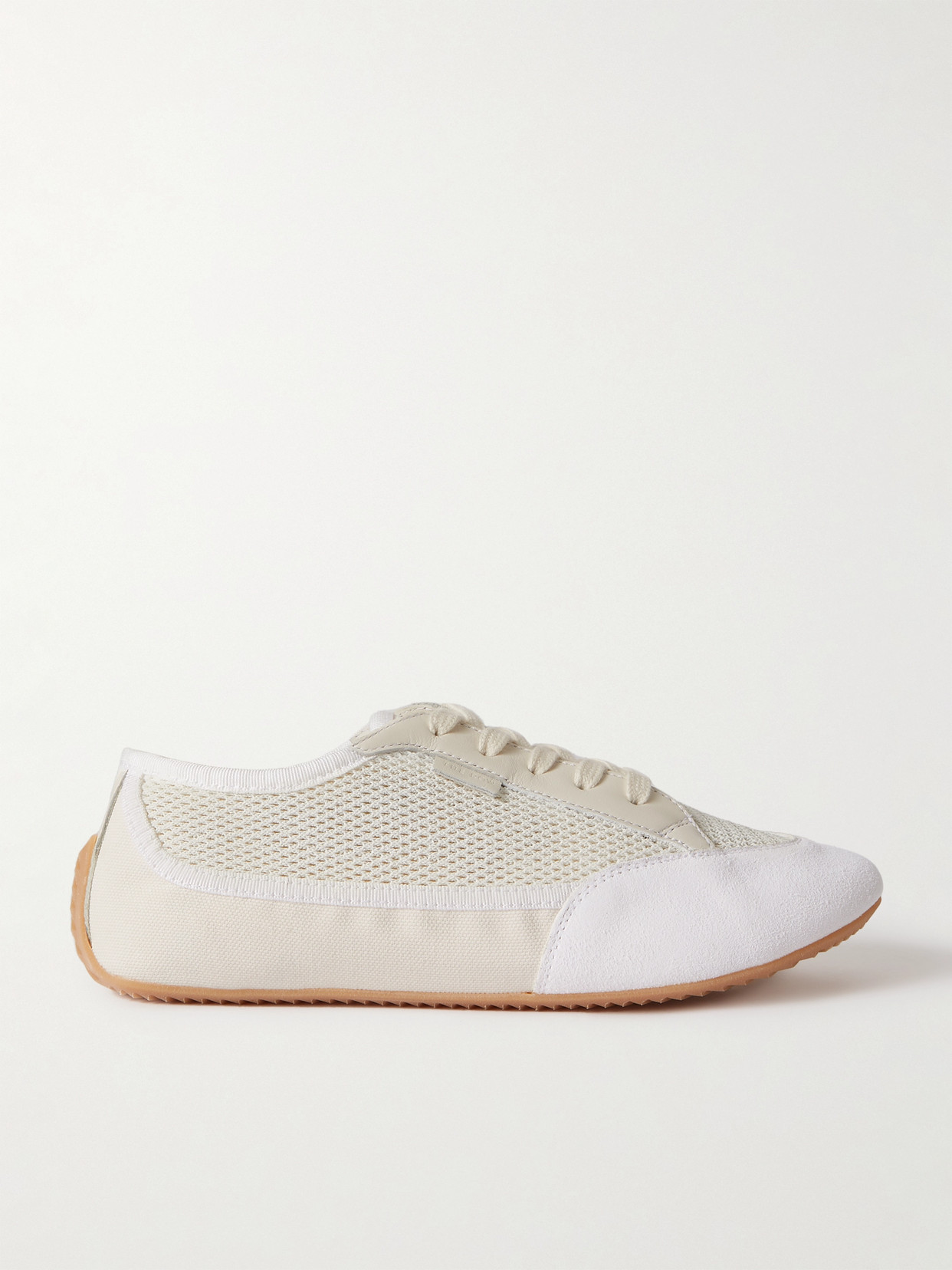 The Row Bonnie Leather-trimmed Suede, Mesh And Canvas Sneakers In White