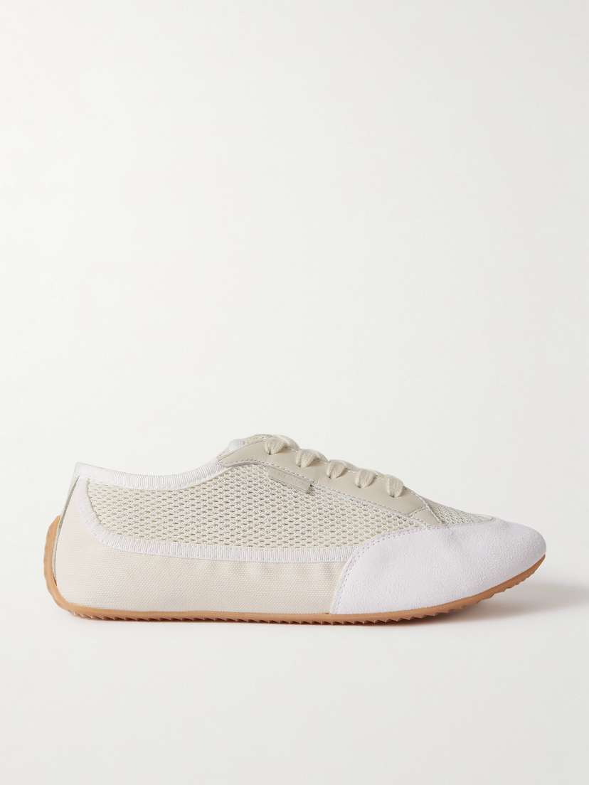 The Row — Bonnie leather-trimmed suede, mesh and canvas sneakers