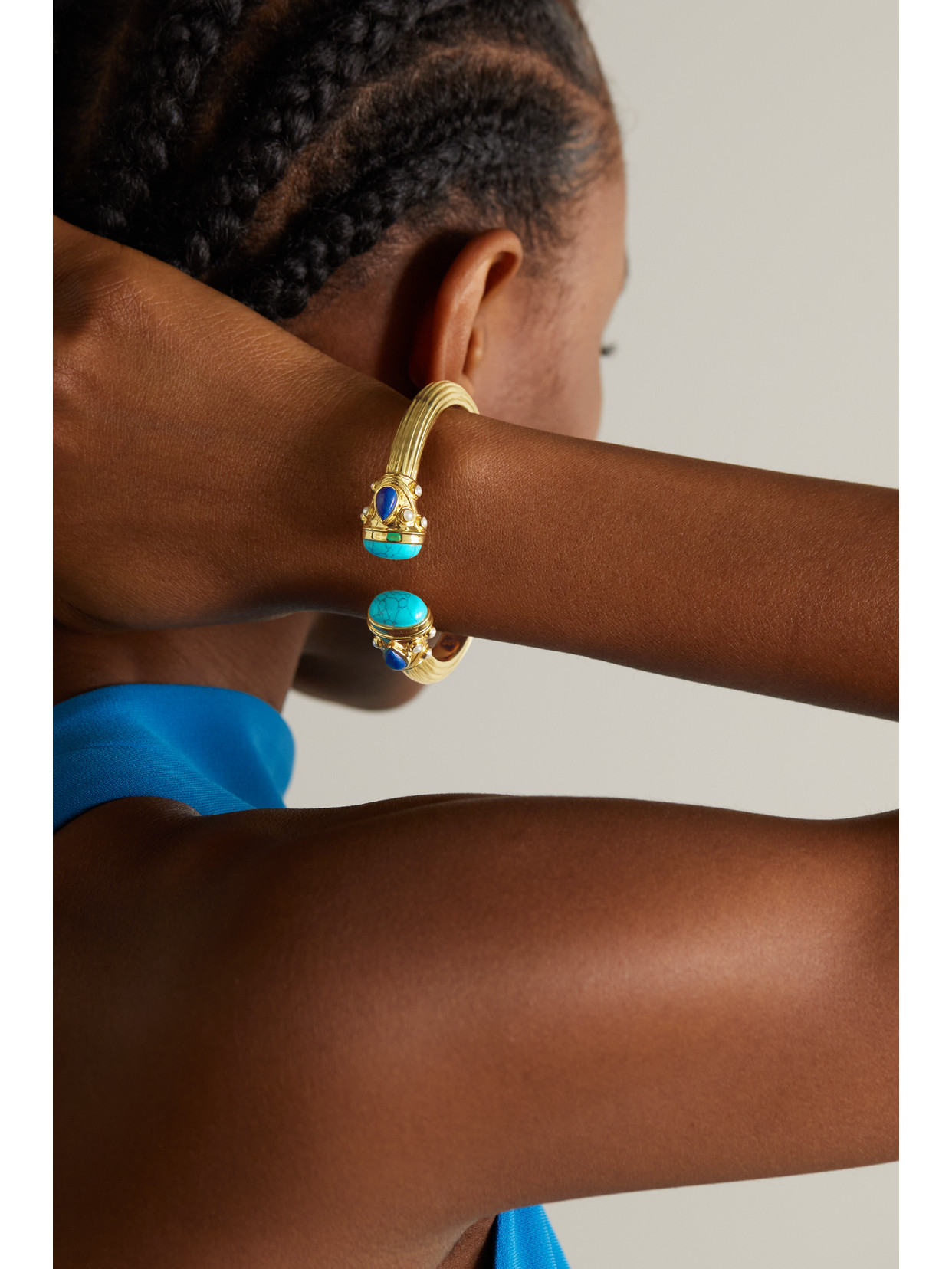 Amrapali London Gold-plated Sterling Silver Multi-stone Cuff In Gold