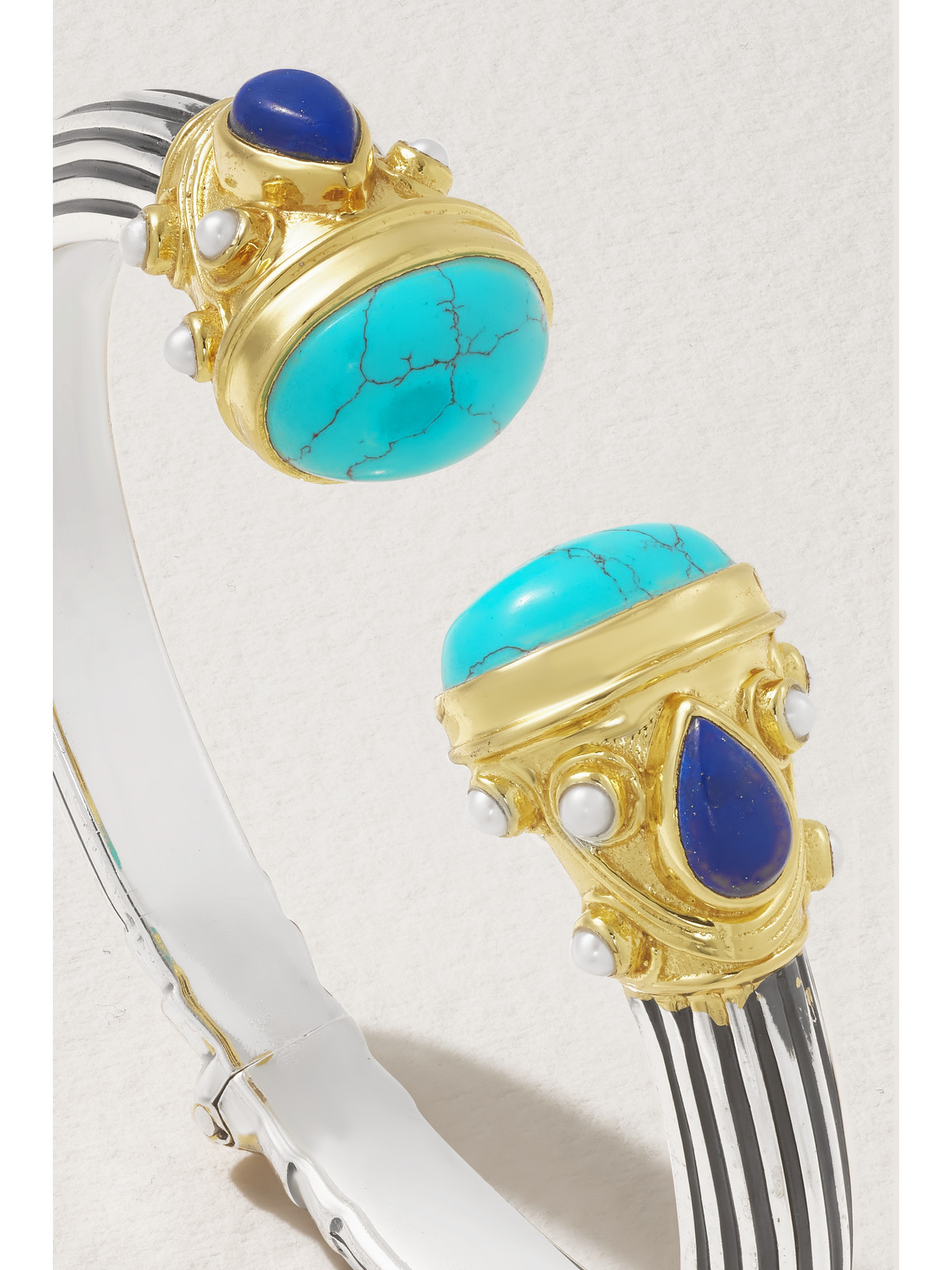 Amrapali London Gold-plated Sterling Silver Multi-stone Cuff In Silver