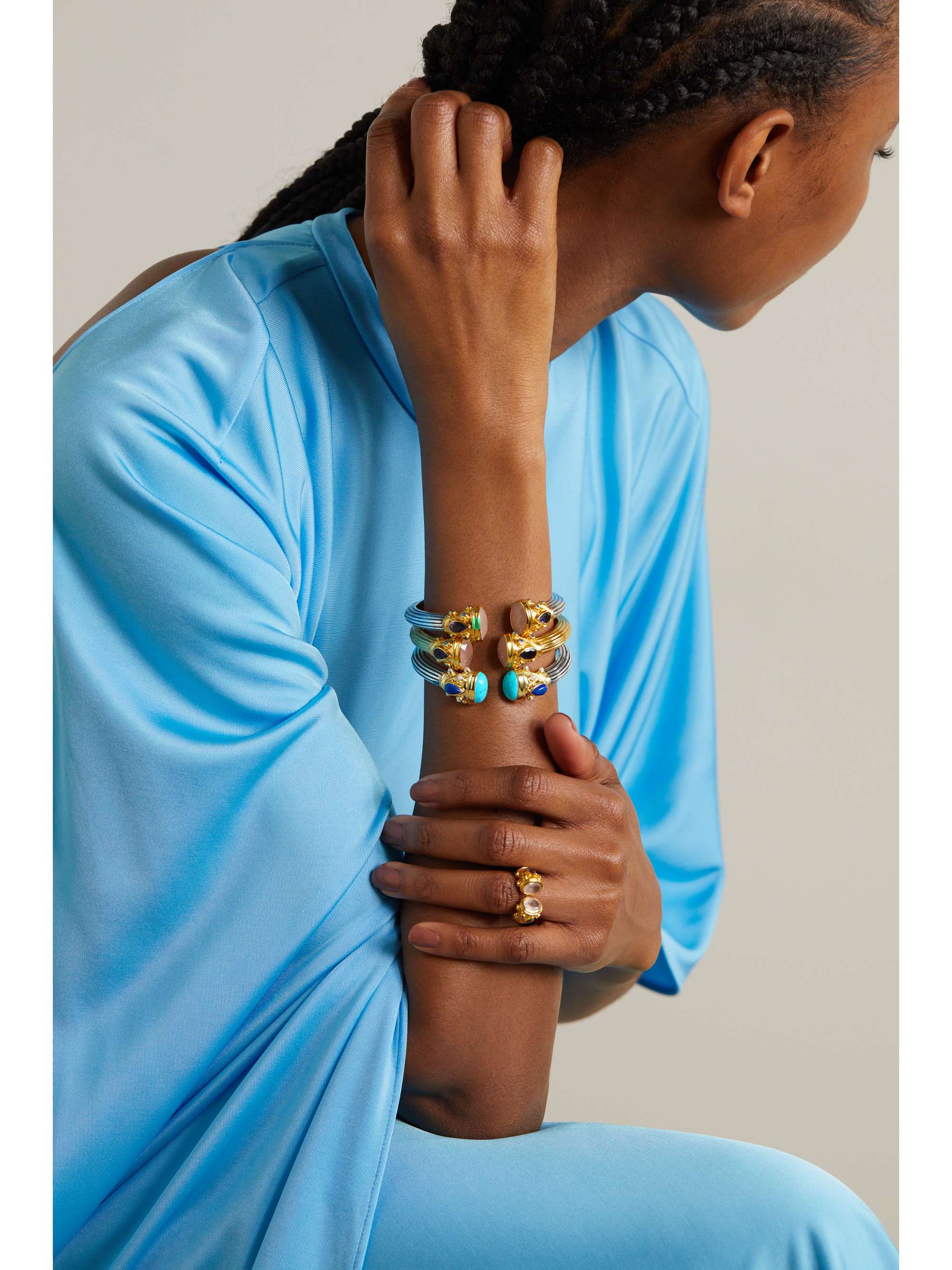 AMRAPALI LONDON Gold-plated sterling silver multi-stone bangle