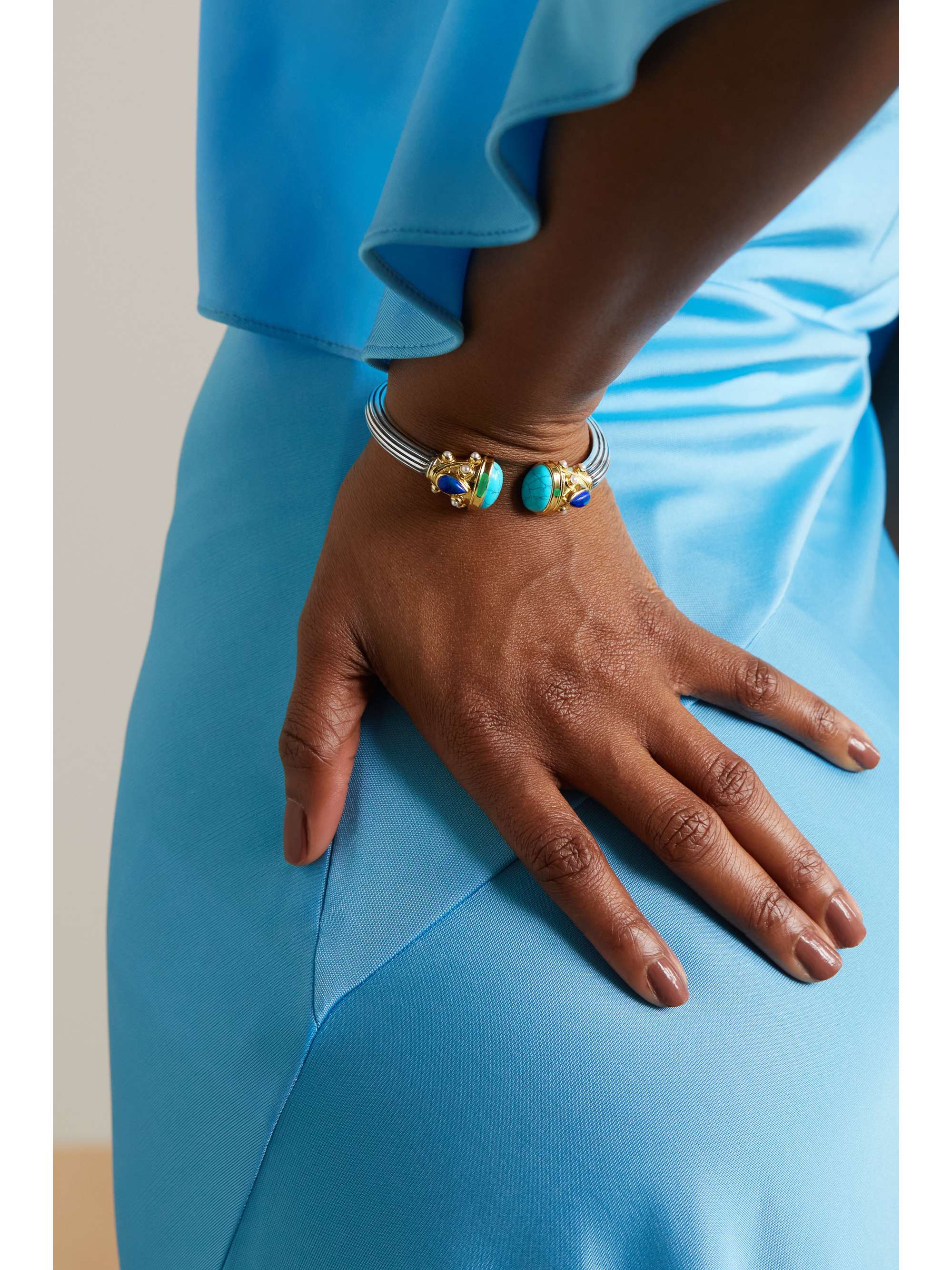 AMRAPALI LONDON Gold-plated sterling silver multi-stone bangle